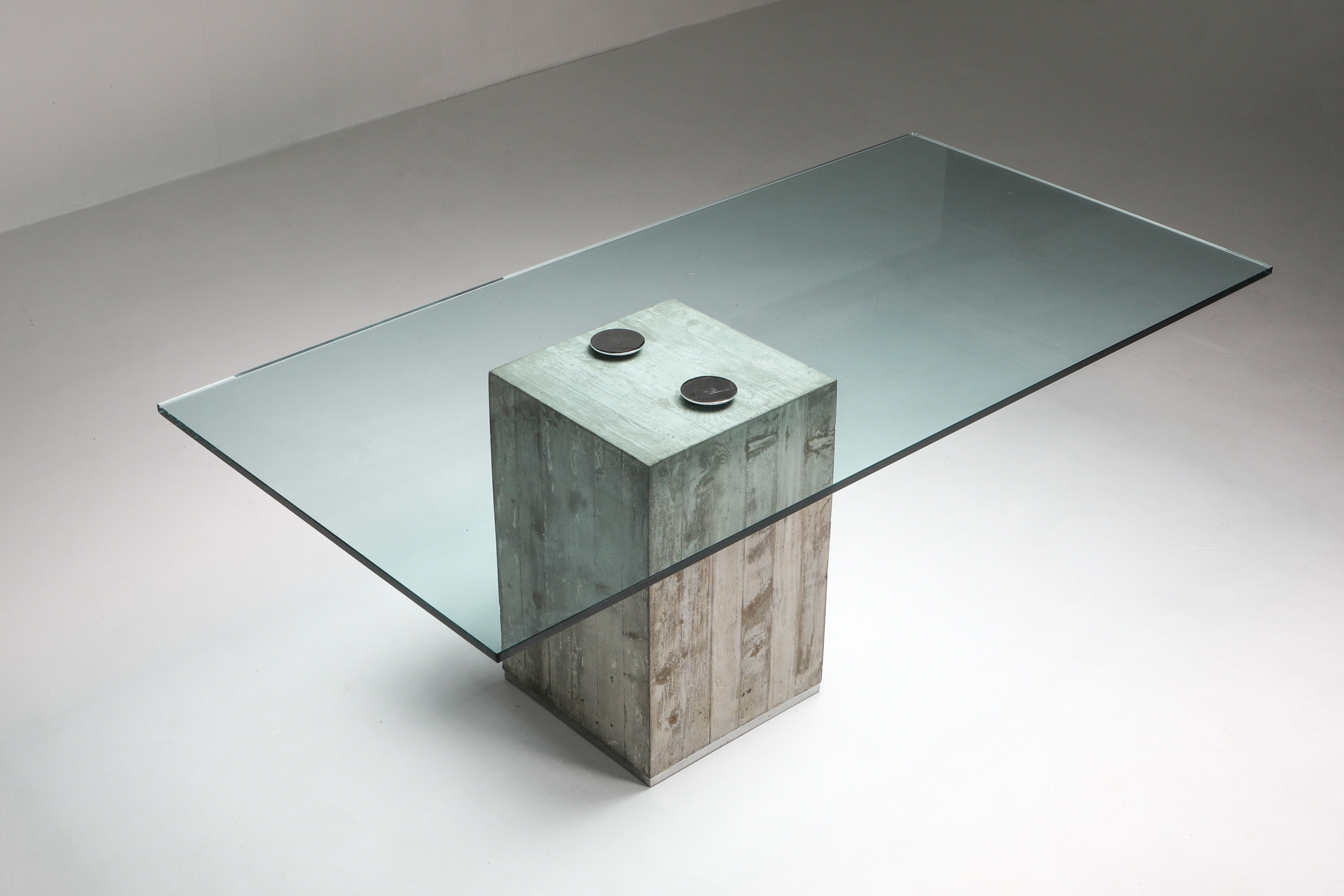 Saporiti Concrete and Glass Dining Table - 1970's