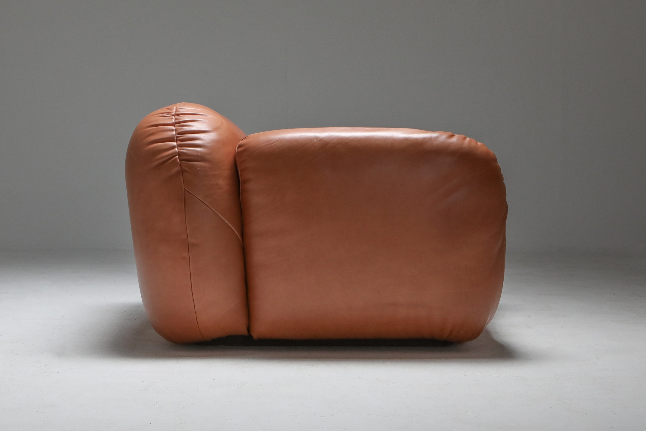 Postmodern Italian Natural Leather Lounge Chairs - 1980's