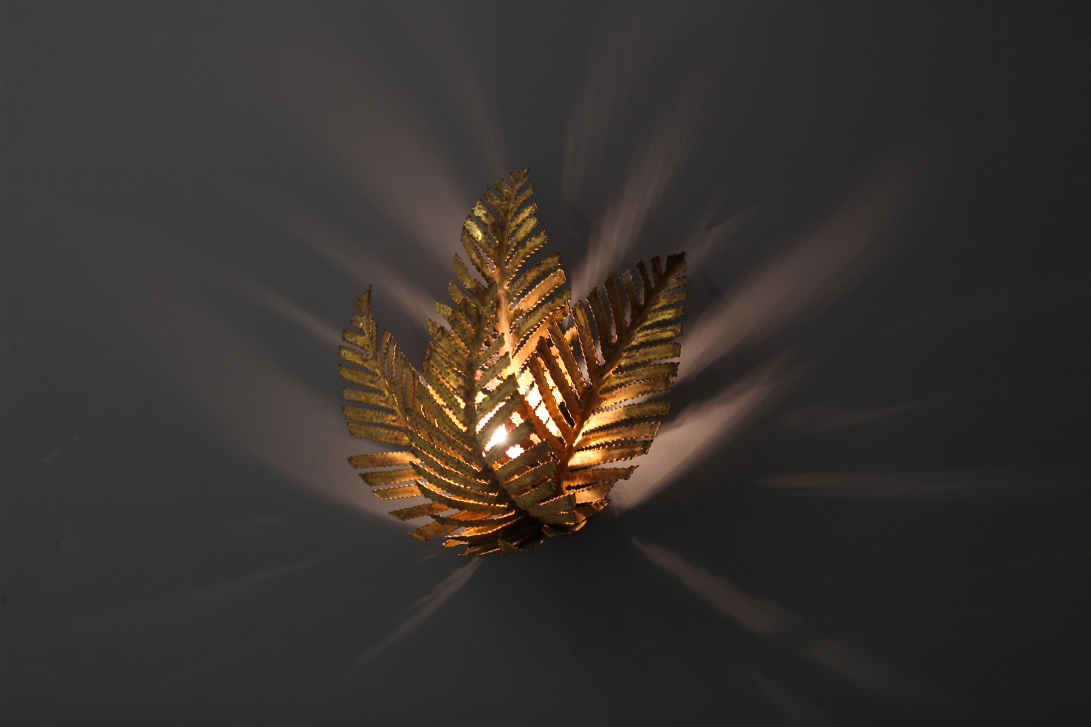 Palm Tree Sconce Hand Made In Brass by Maison Jansen - 1970s