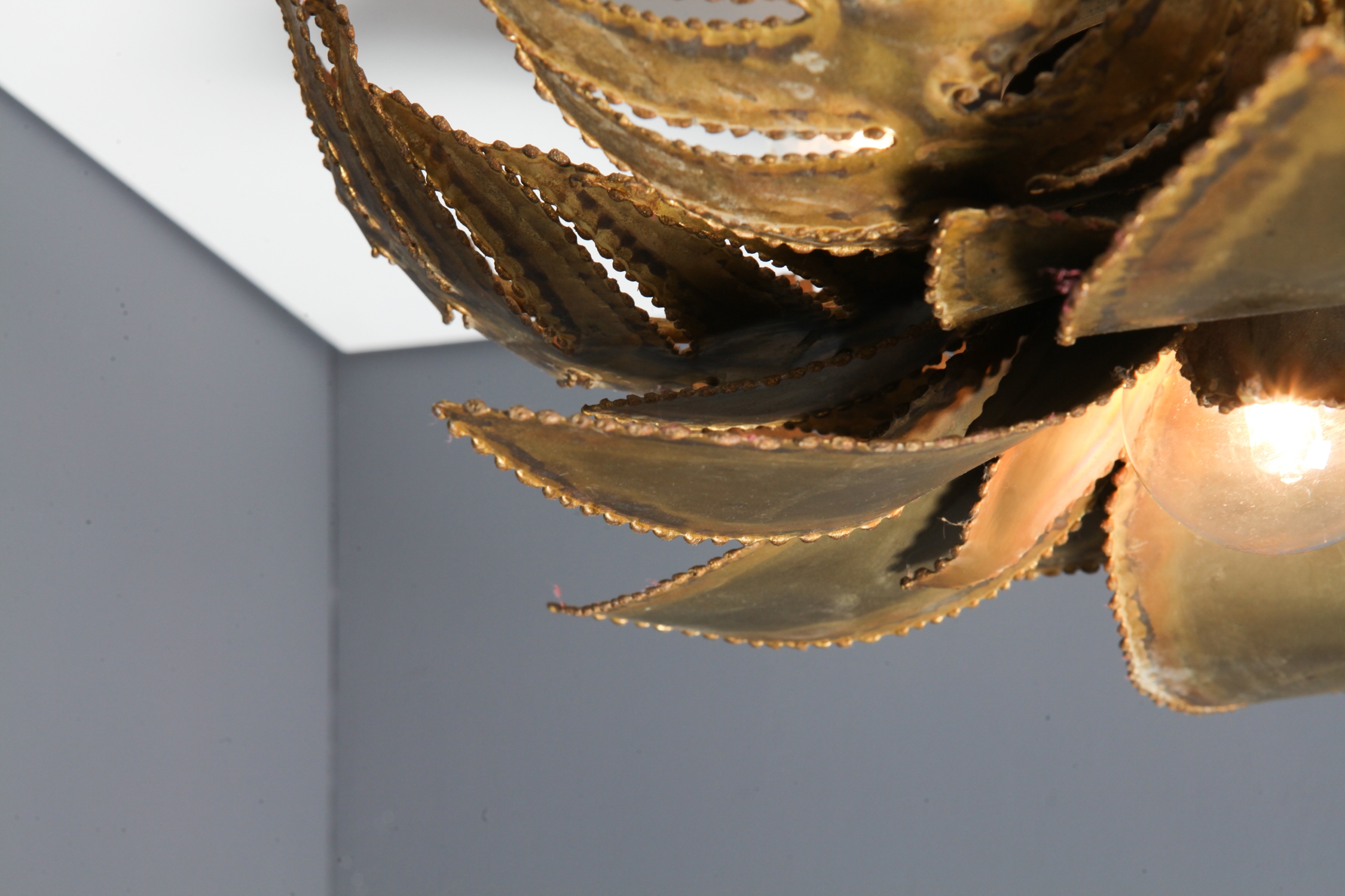 Maison Jansen Regency Brass Palm Chandelier - 1970s