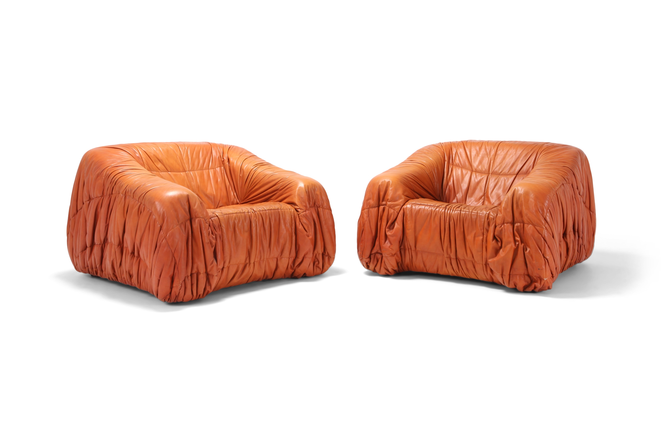 Cognac Leather Postmodern Lounge Chairs by De Pas, D’urbino & Lomazzi - 1970s