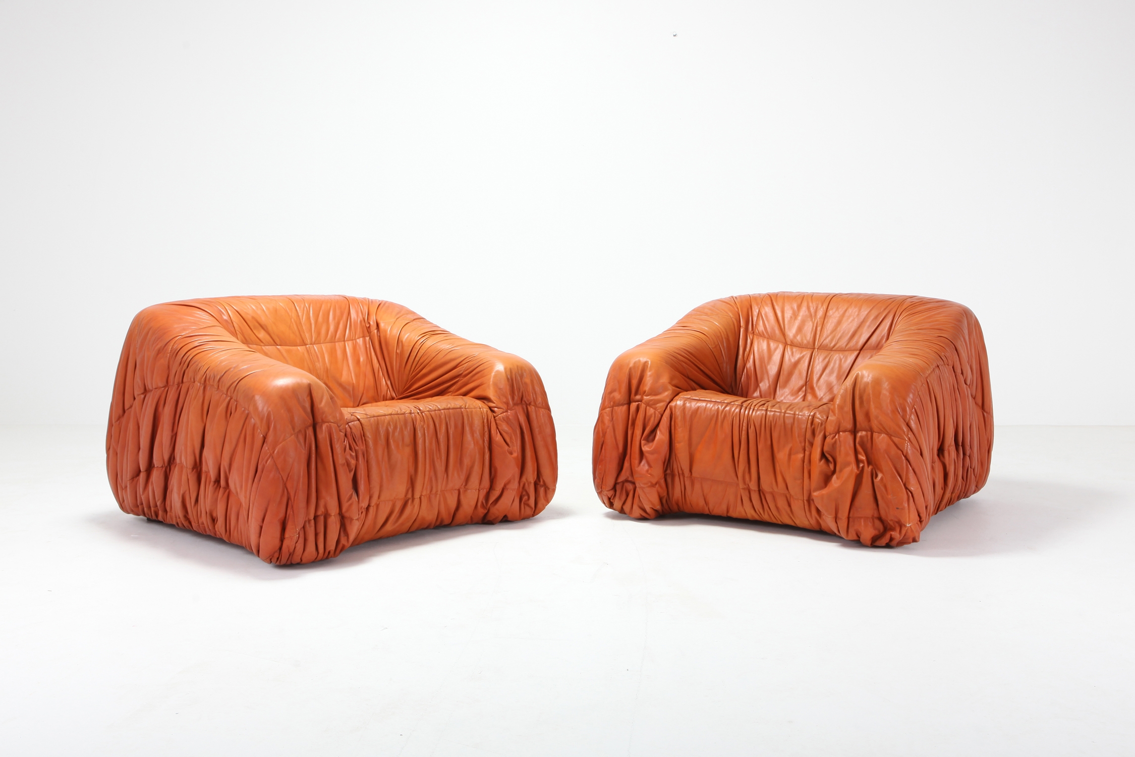 Cognac Leather Postmodern Lounge Chairs by De Pas, D’urbino & Lomazzi - 1970s