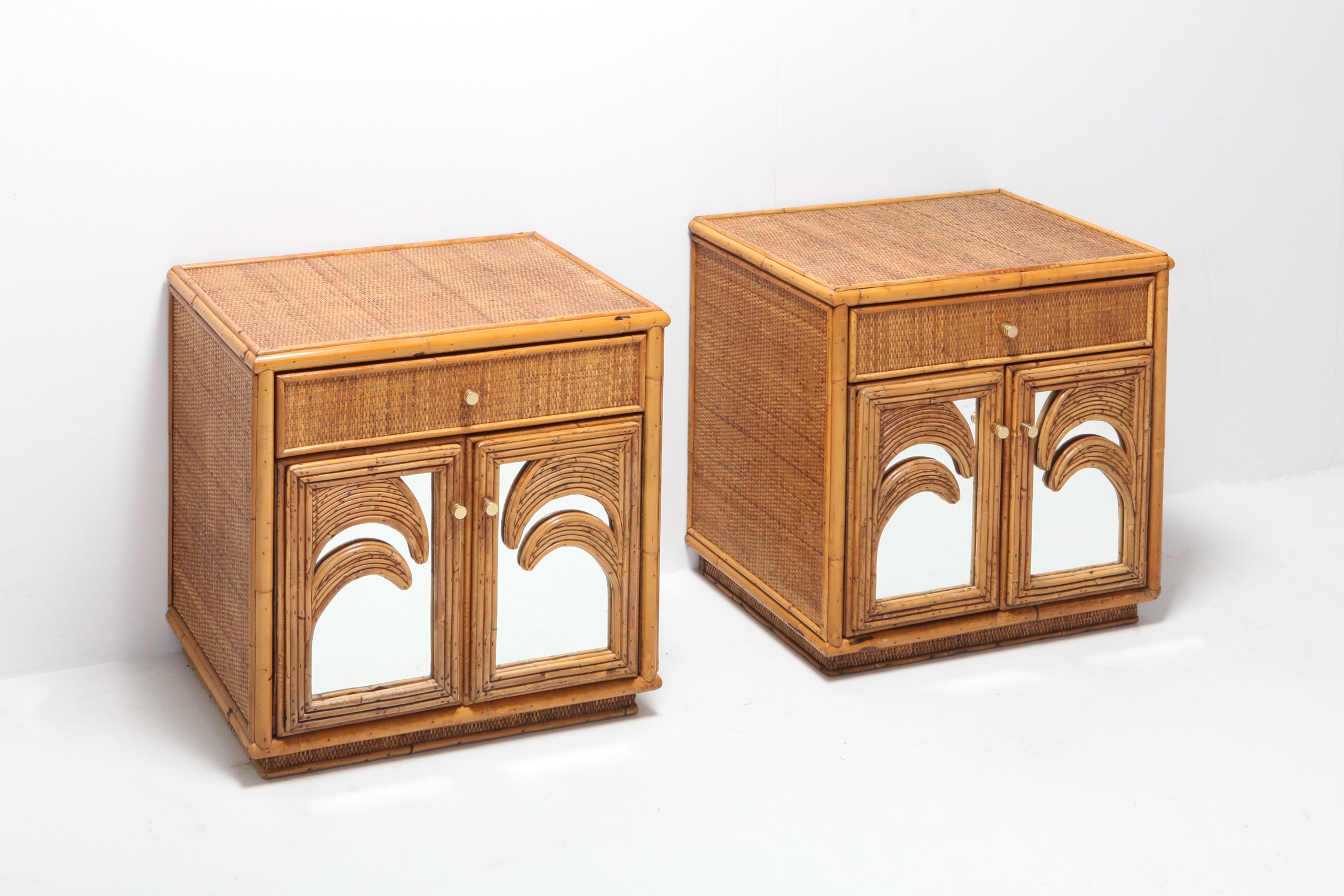 Hollywood Regency Pair of Tropical Nightstands Vivai del Sud - 1970s