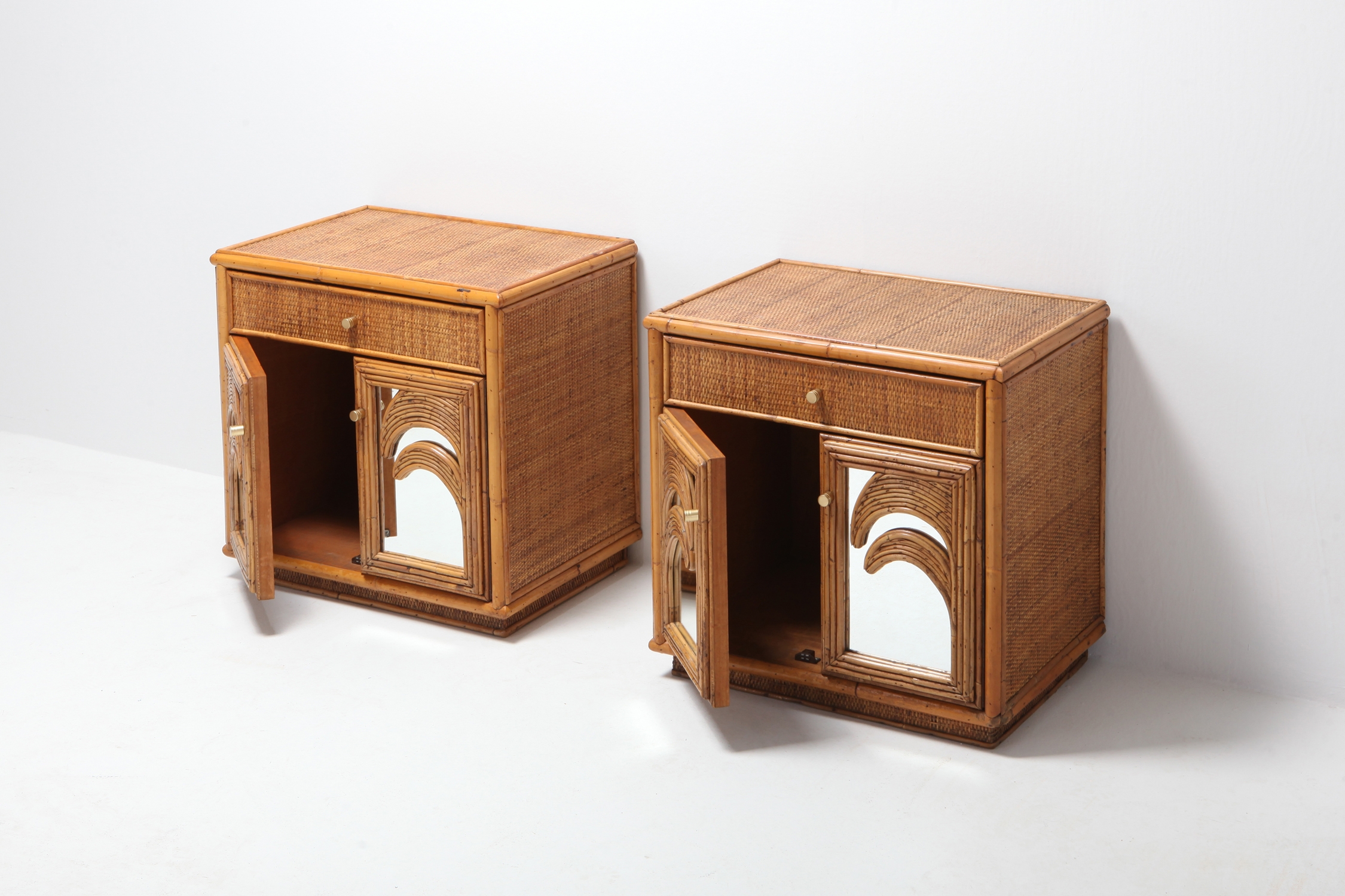 Hollywood Regency Pair of Tropical Nightstands Vivai del Sud - 1970s