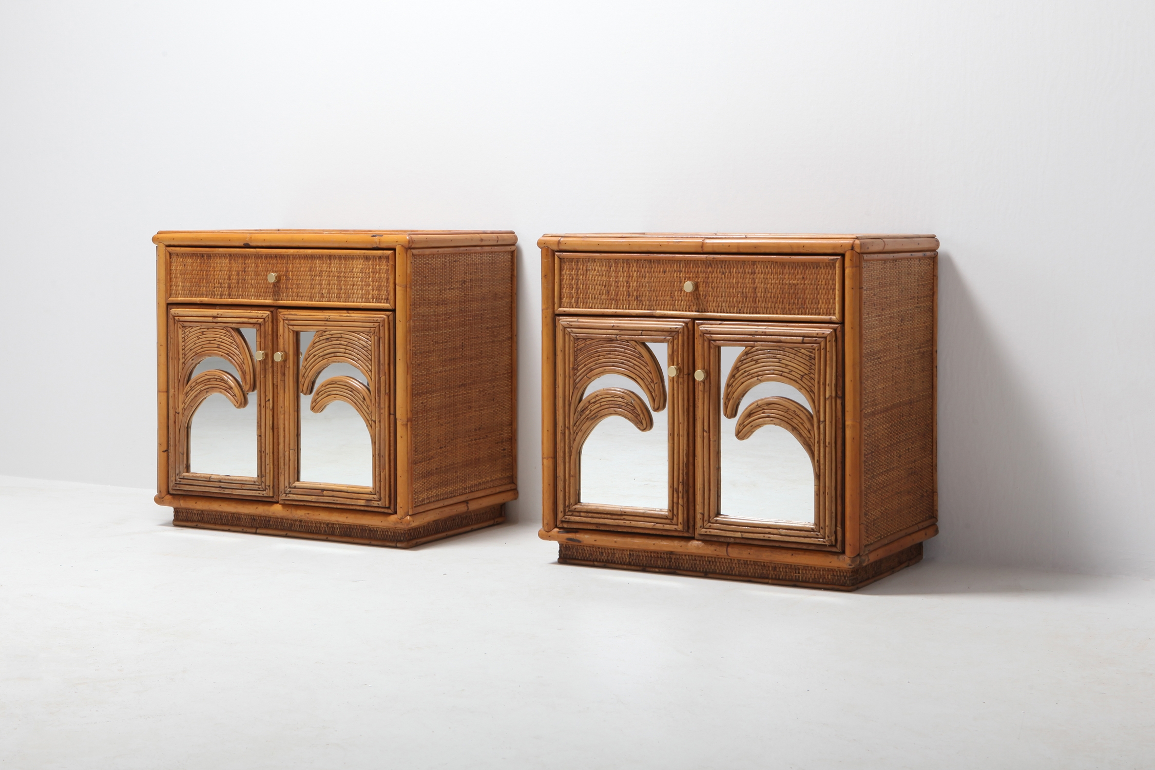 Hollywood Regency Pair of Tropical Nightstands Vivai del Sud - 1970s