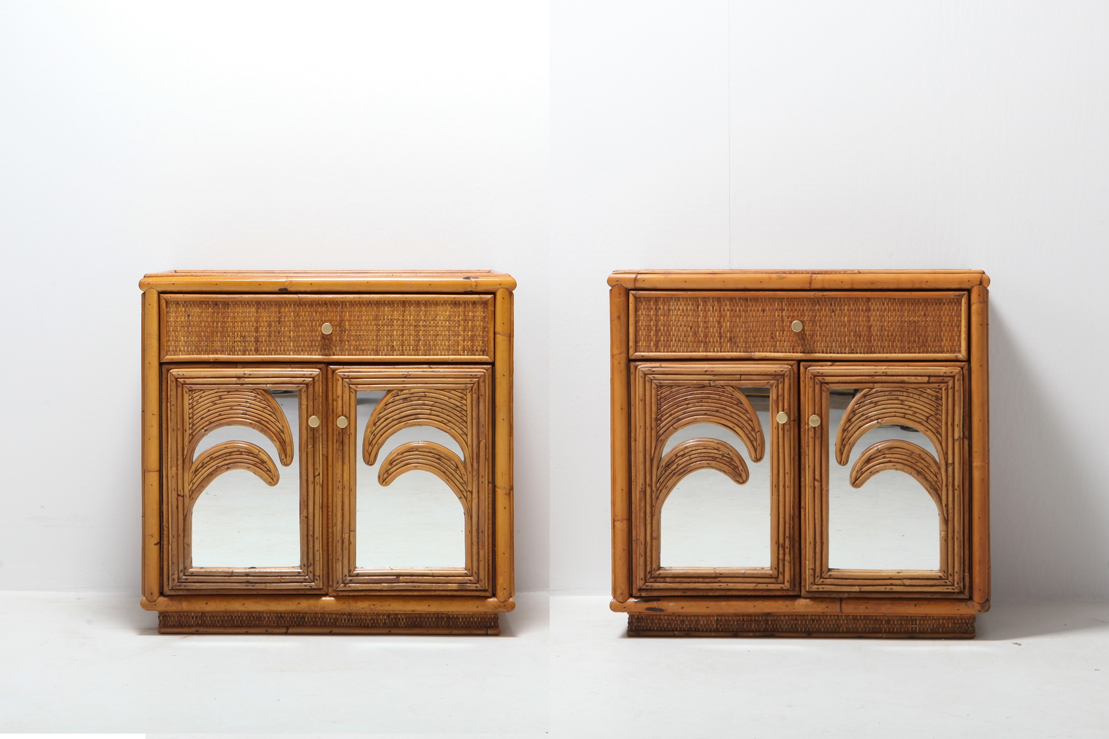 Hollywood Regency Pair of Tropical Nightstands Vivai del Sud - 1970s