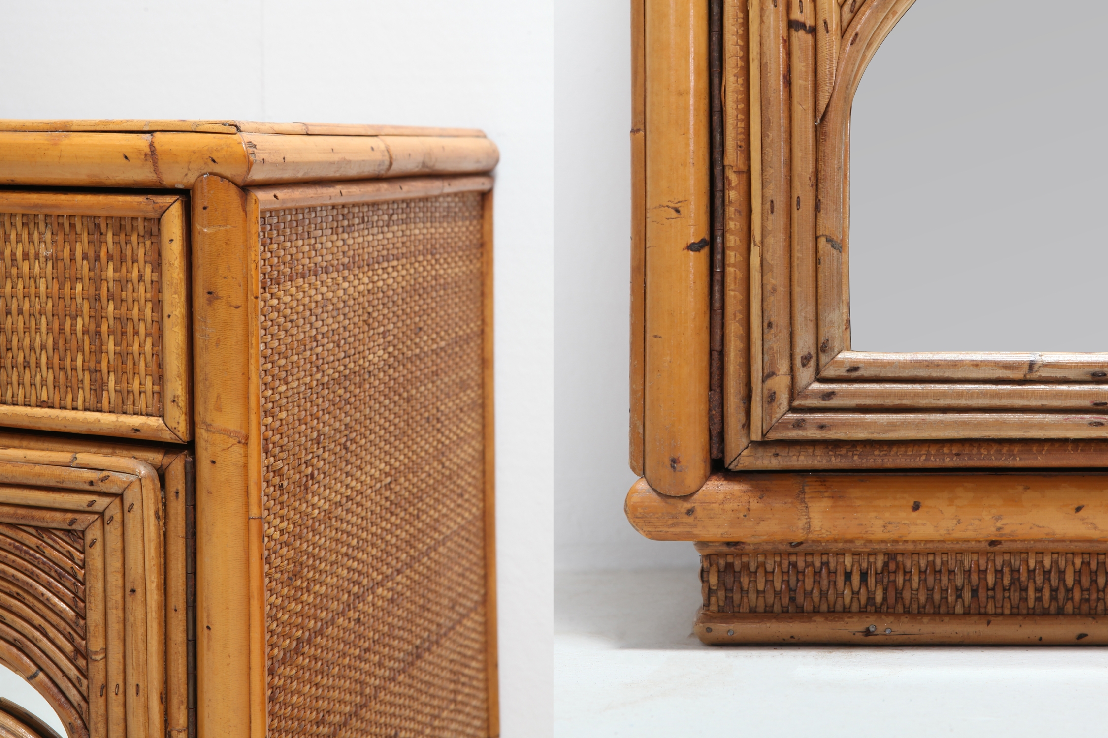 Hollywood Regency Pair of Tropical Nightstands Vivai del Sud - 1970s