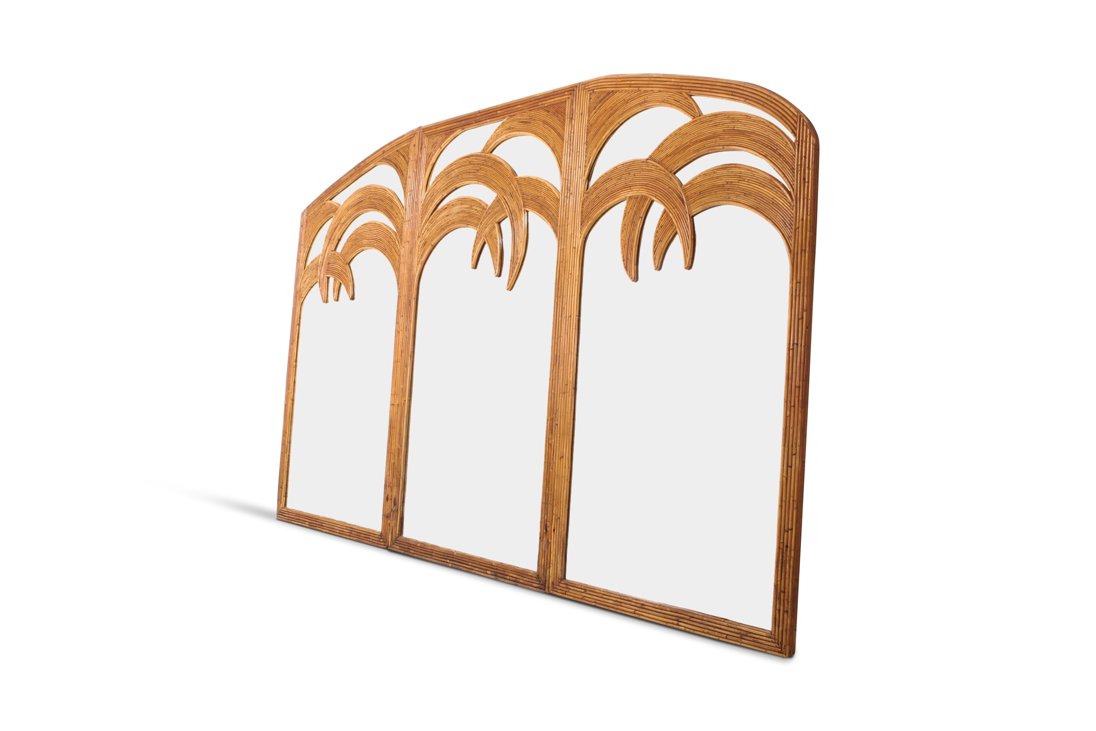 Vivai del Sud Triptych Floor Mirror In Bamboo - 1970s