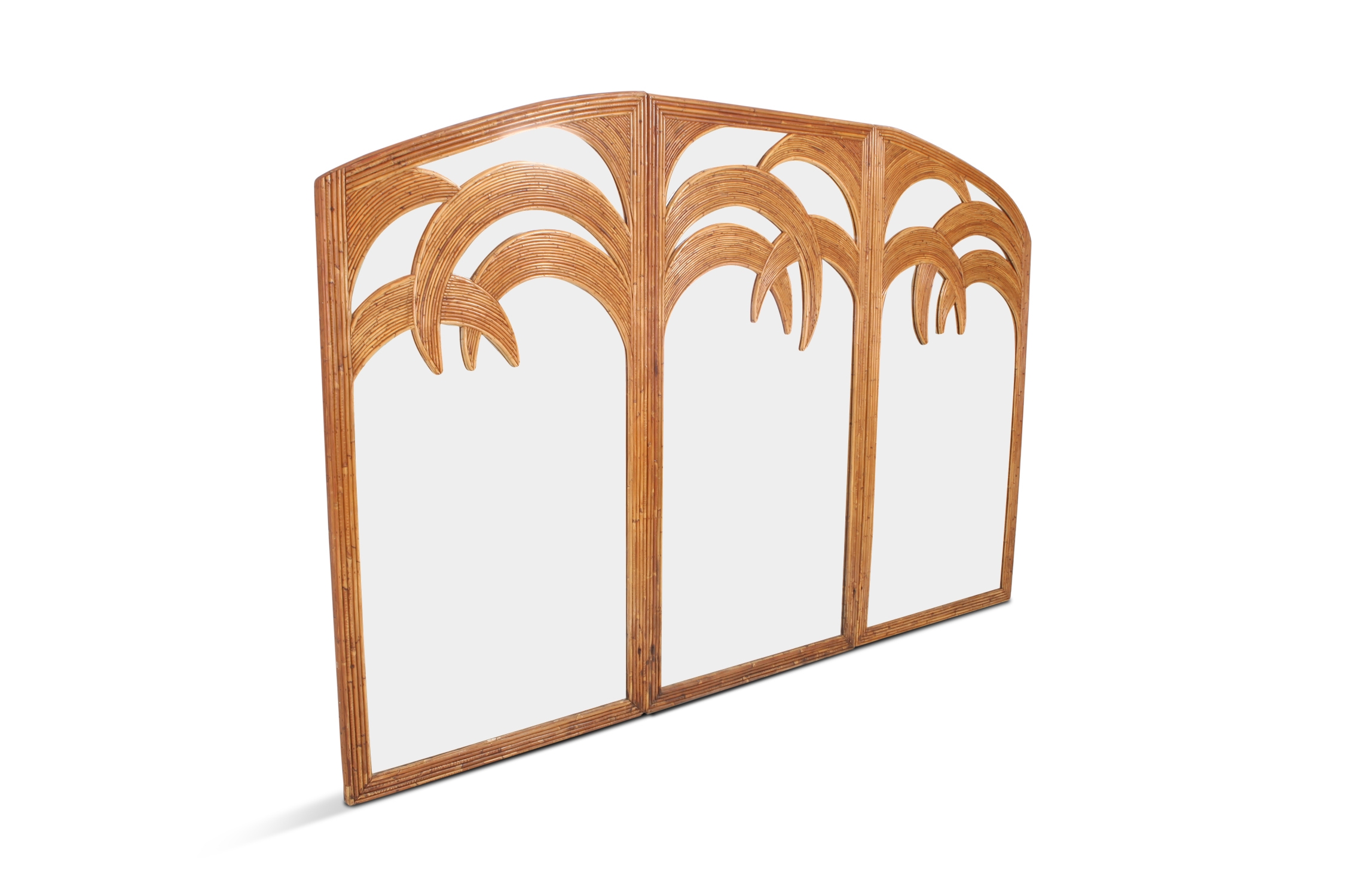 Vivai del Sud Triptych Floor Mirror In Bamboo - 1970s