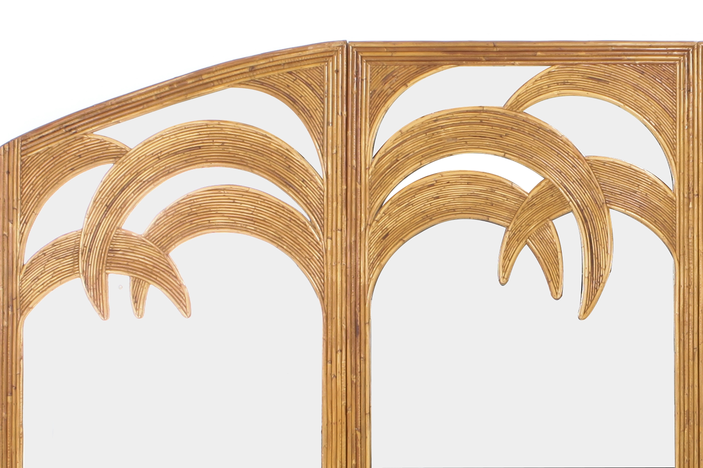 Vivai del Sud Triptych Floor Mirror In Bamboo - 1970s