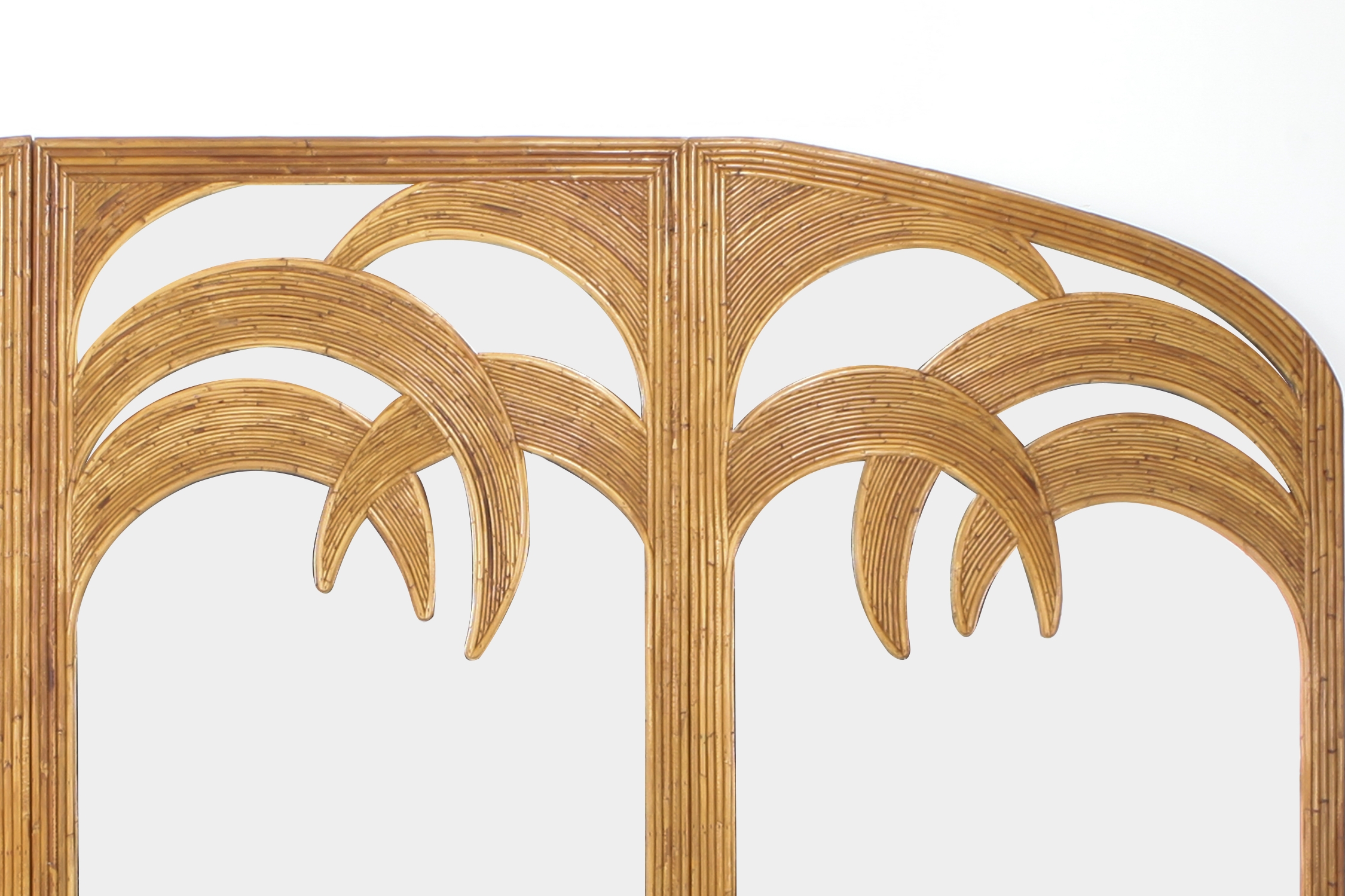 Vivai del Sud Triptych Floor Mirror In Bamboo - 1970s
