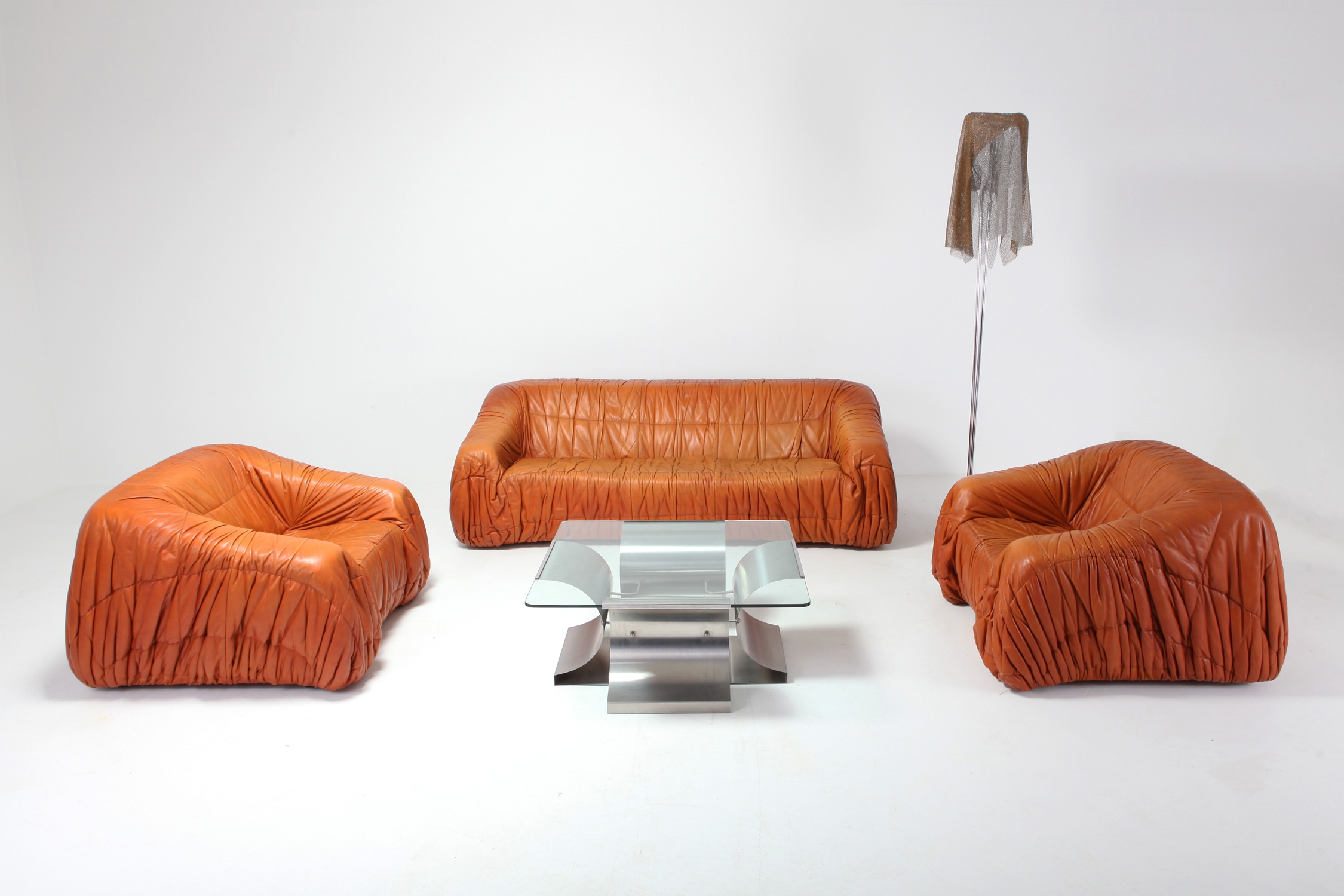 Cognac Leather Postmodern Lounge Chairs by De Pas, D’urbino & Lomazzi - 1970s