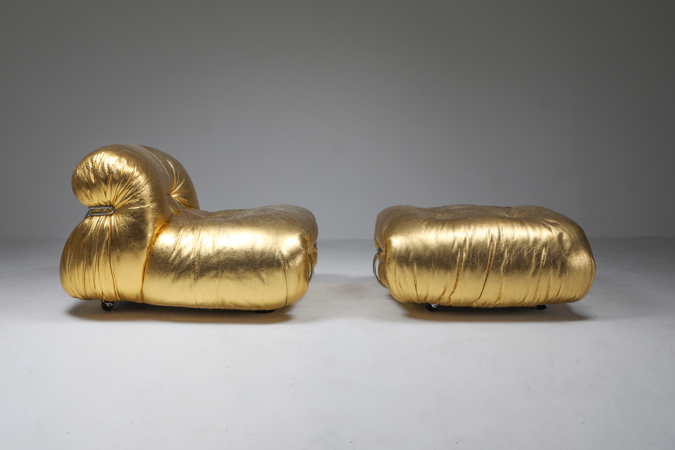 Soriana Lounge Chair in Gold by Afra & Tobia Scarpa - 1969