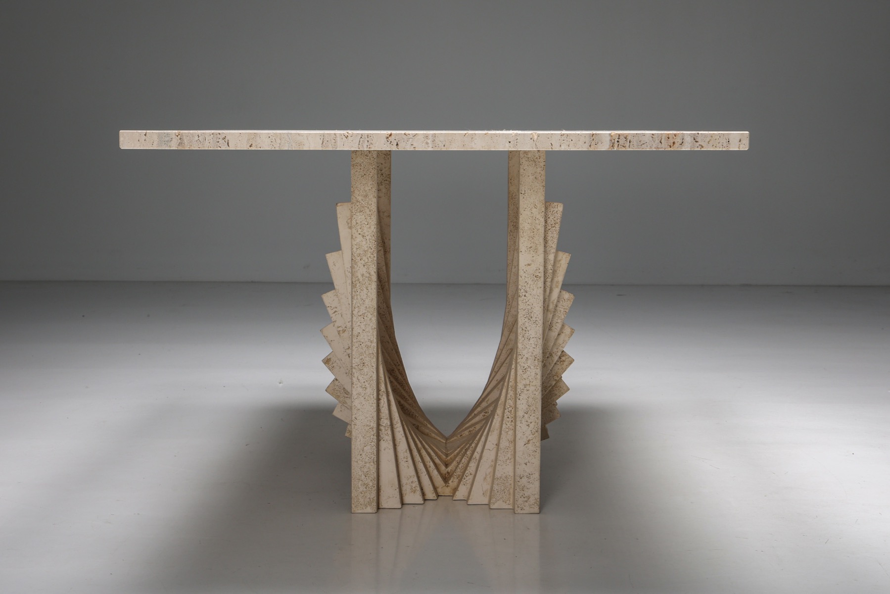 Scarpa Style Travertine Dining Table - 1970's