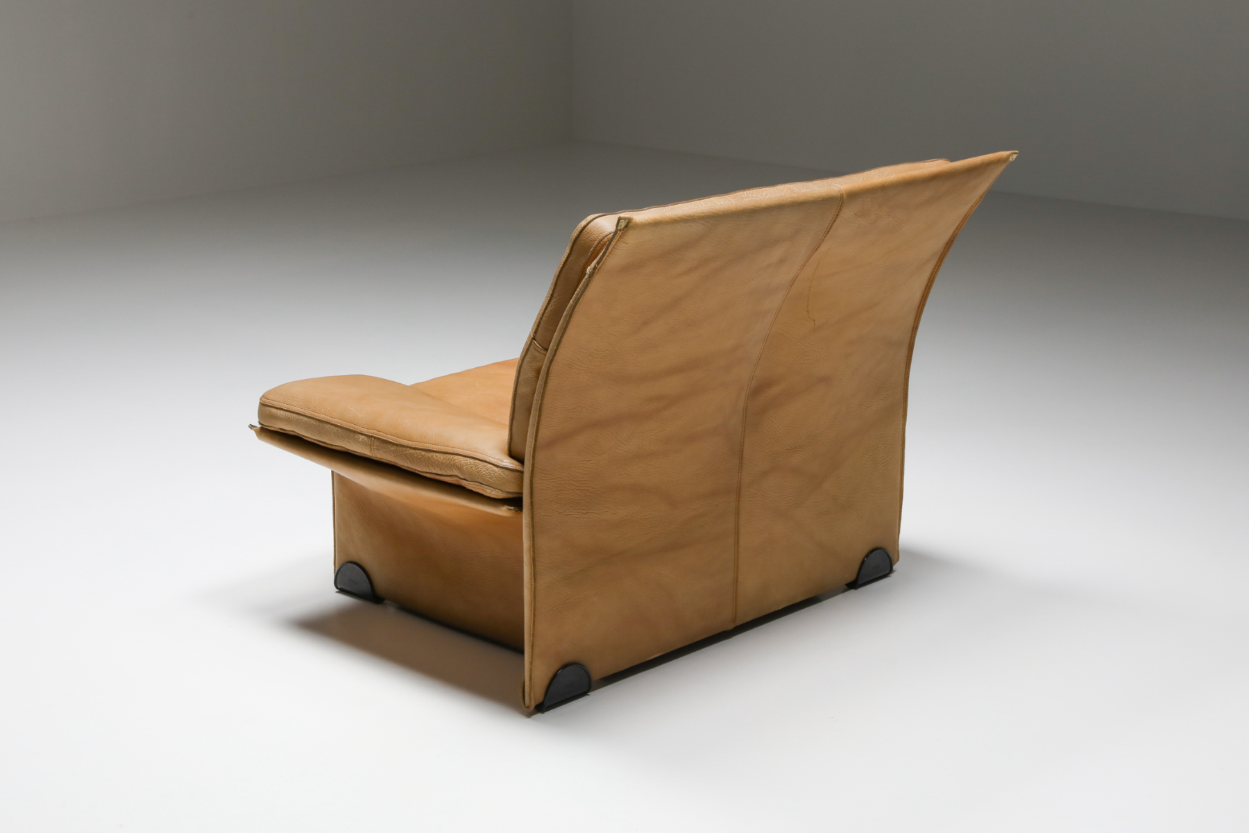Thick Camel Leather Club Chairs by  Titiana Ammannati & Giampiero Vitelli for Brunati - 1970s