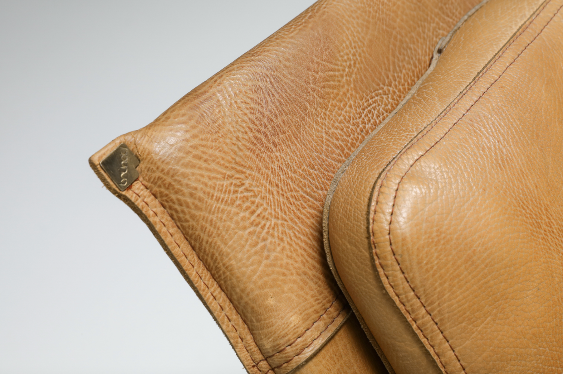 Thick Camel Leather Club Chairs by  Titiana Ammannati & Giampiero Vitelli for Brunati - 1970s
