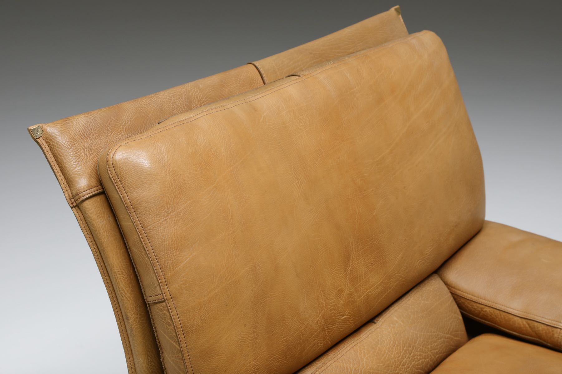 Thick Camel Leather Club Chairs by  Titiana Ammannati & Giampiero Vitelli for Brunati - 1970s