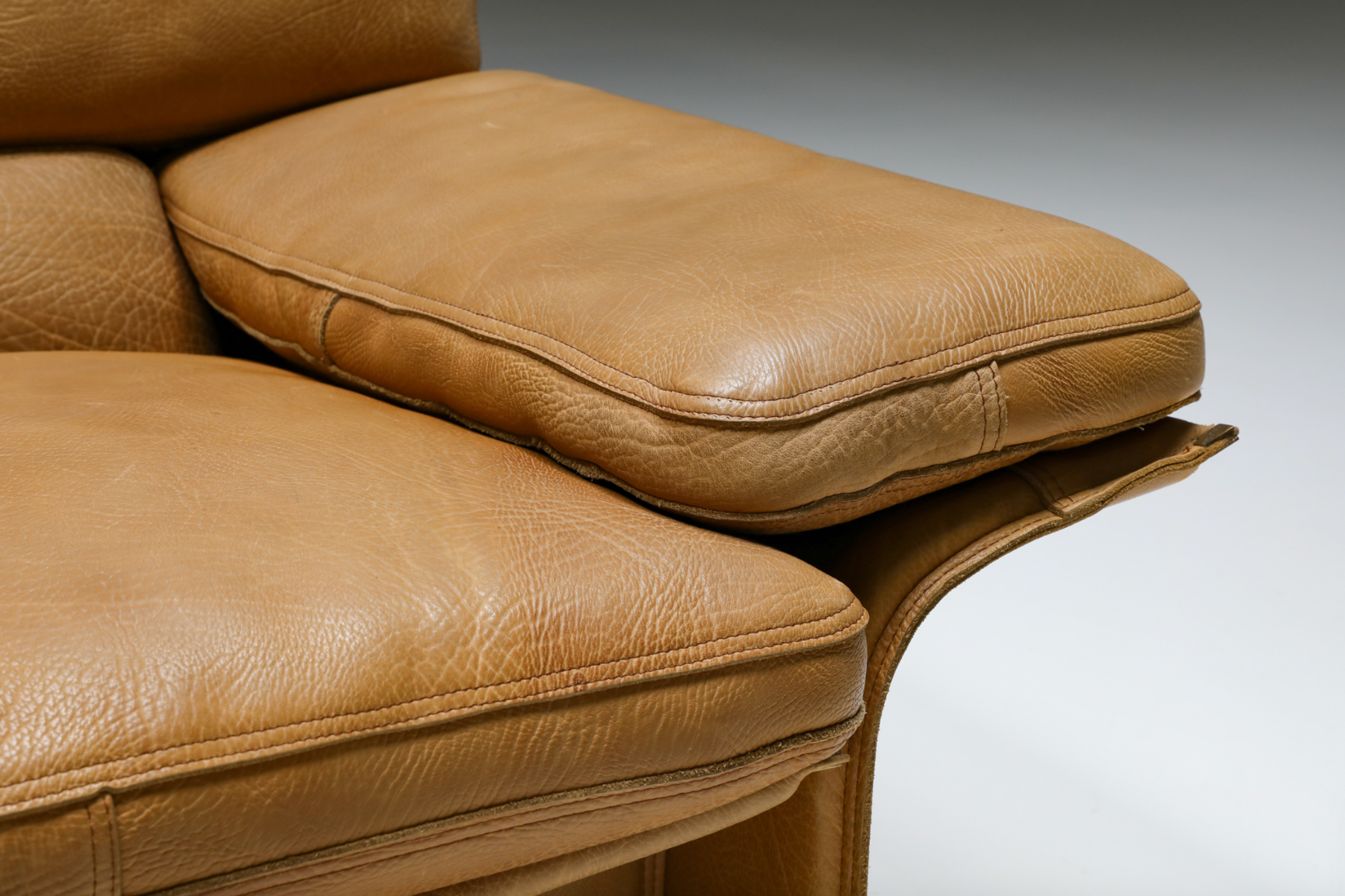 Thick Camel Leather Club Chairs by  Titiana Ammannati & Giampiero Vitelli for Brunati - 1970s