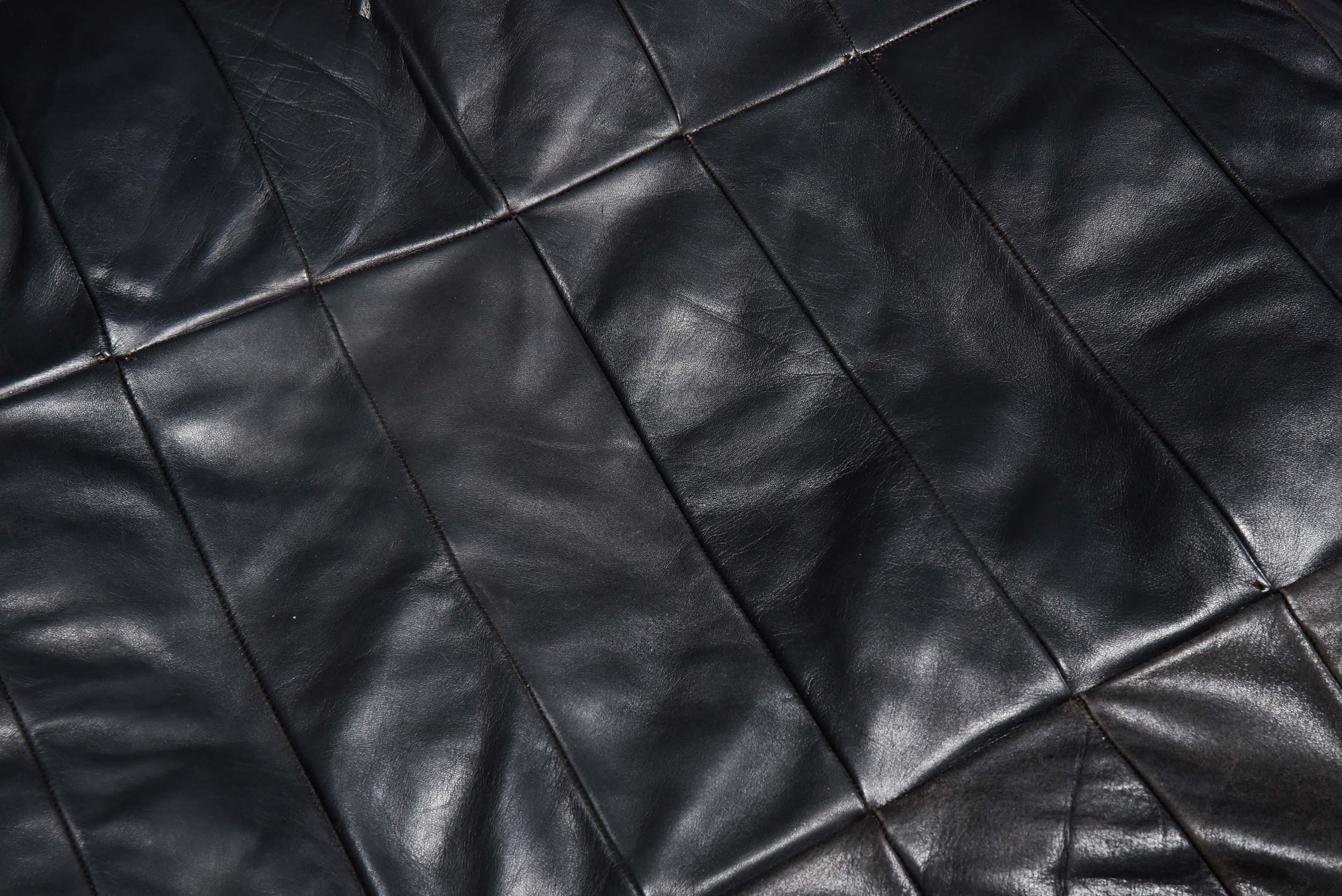 Mid-Century Modern De Sede Modular and Sectional Patchwork Sofa in Black Leather - 1970's