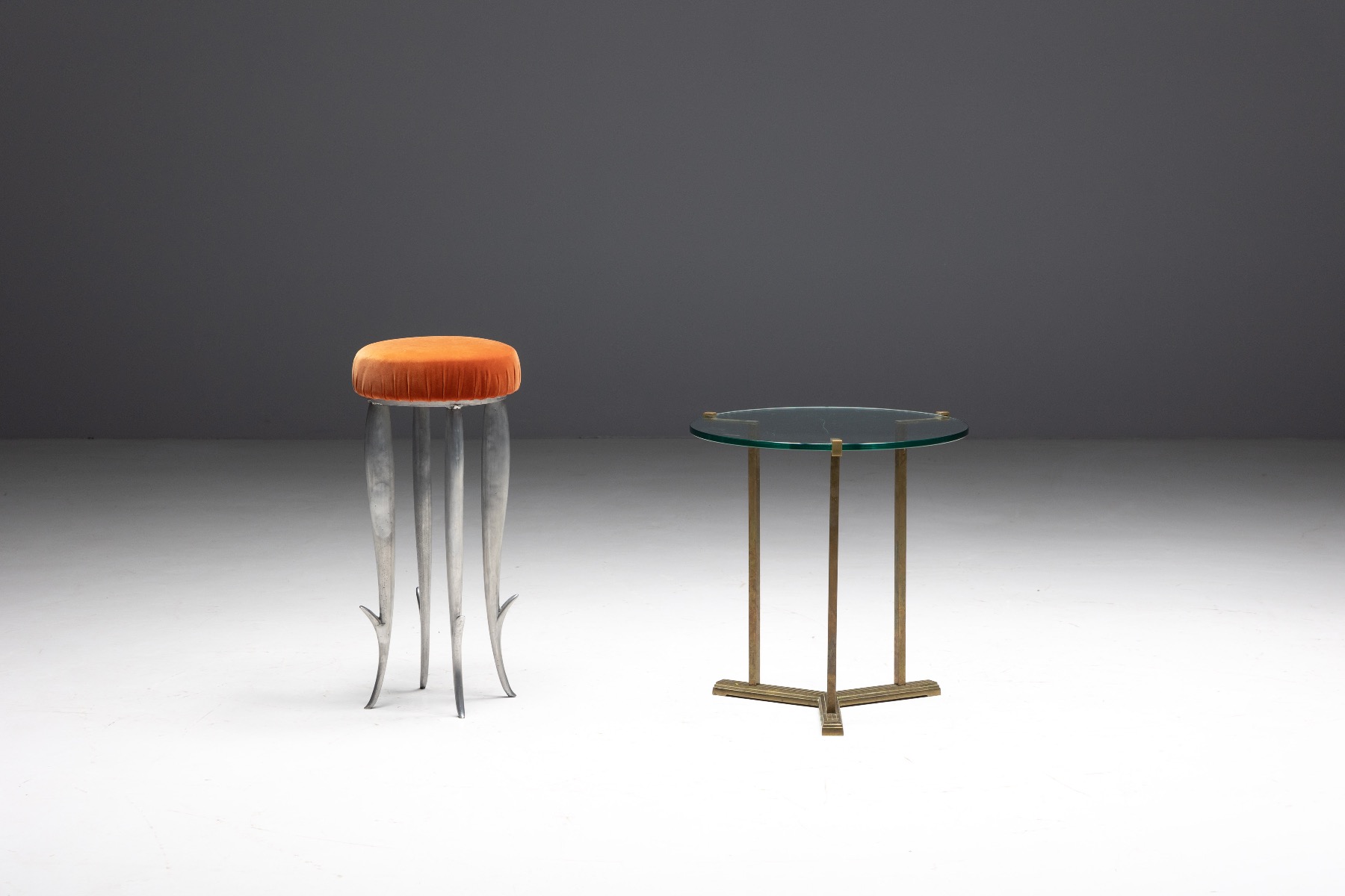 Side Table by Peter Ghyczy in Brass and Glass - 1970s
