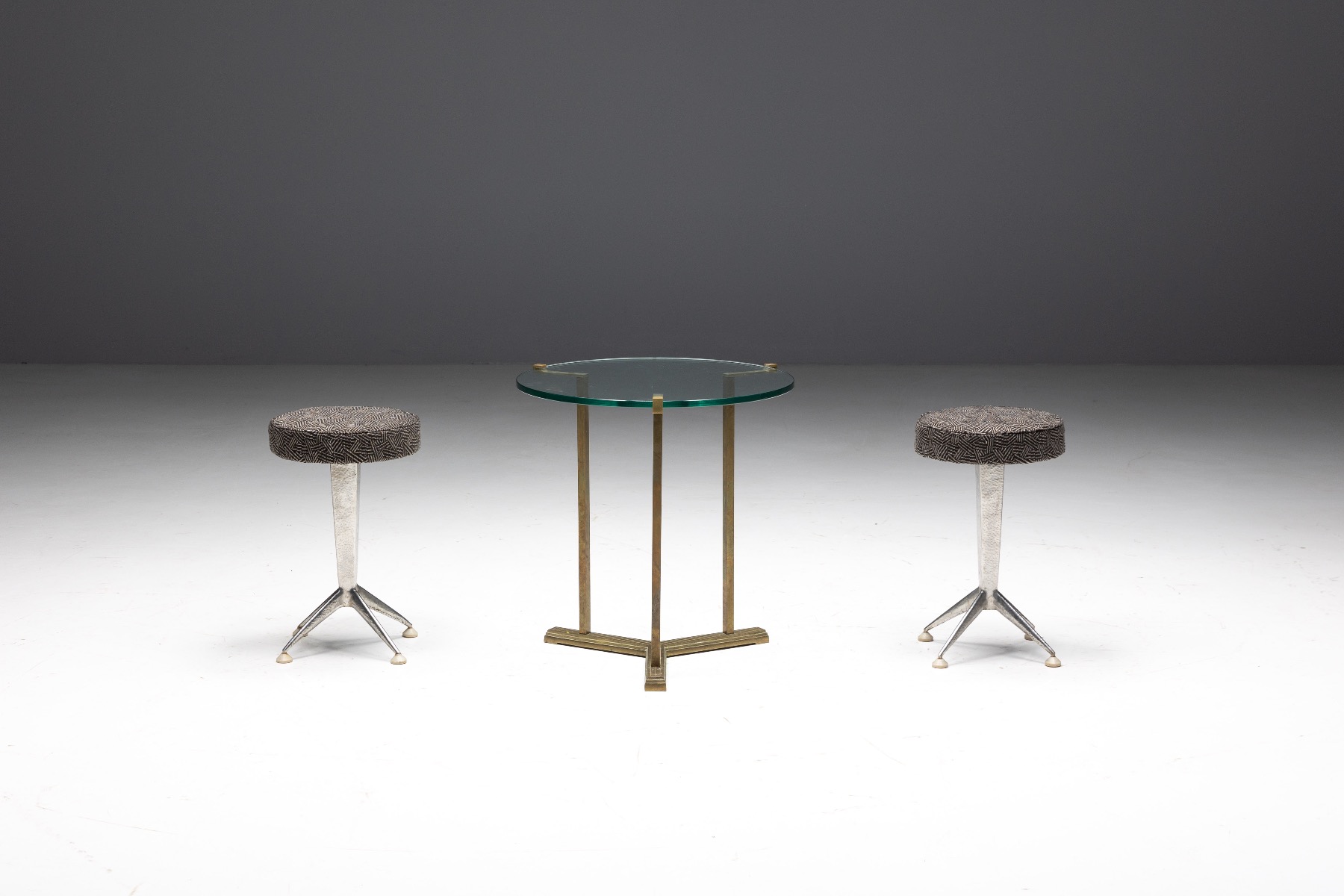Side Table by Peter Ghyczy in Brass and Glass - 1970s