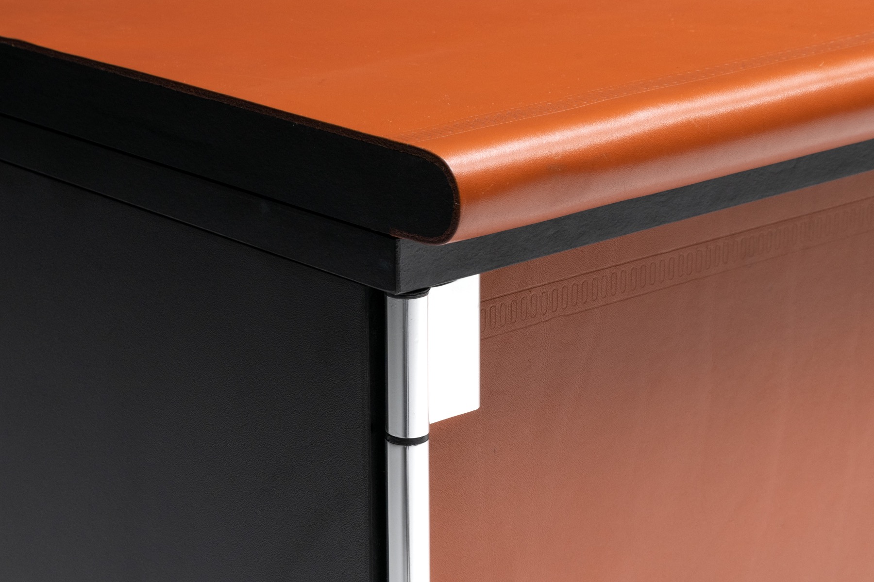 Cognac Leather Sideboard by Guido Faleschini for Mariani - 1970s