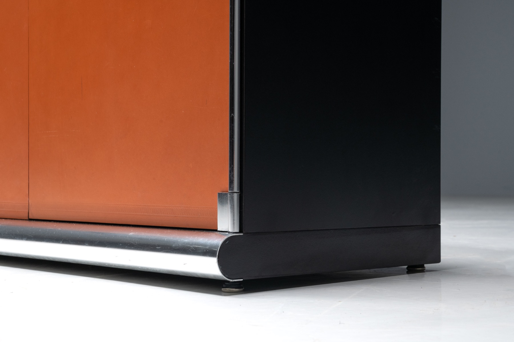 Cognac Leather Sideboard by Guido Faleschini for Mariani - 1970s