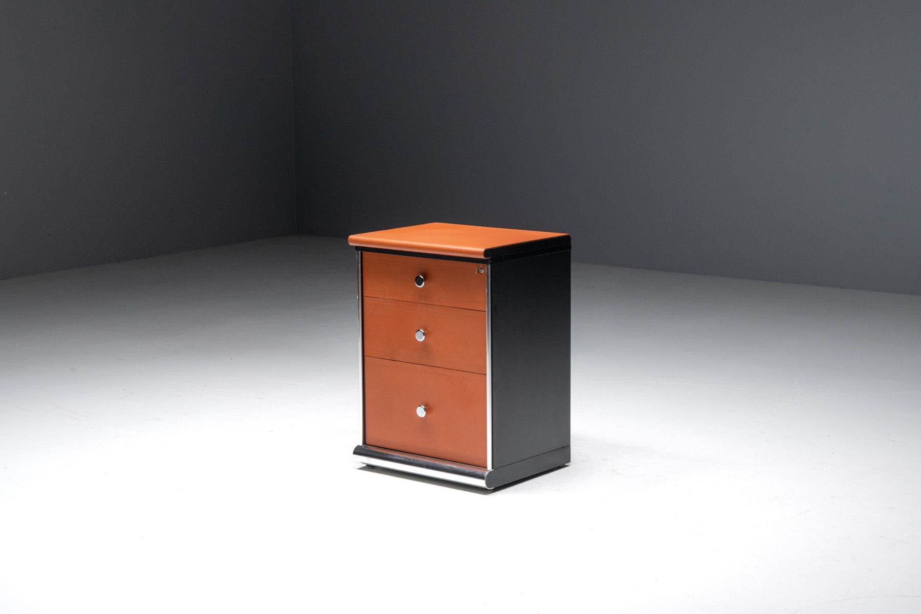 Cognac Leather Sideboard by Guido Faleschini for Mariani - 1970s