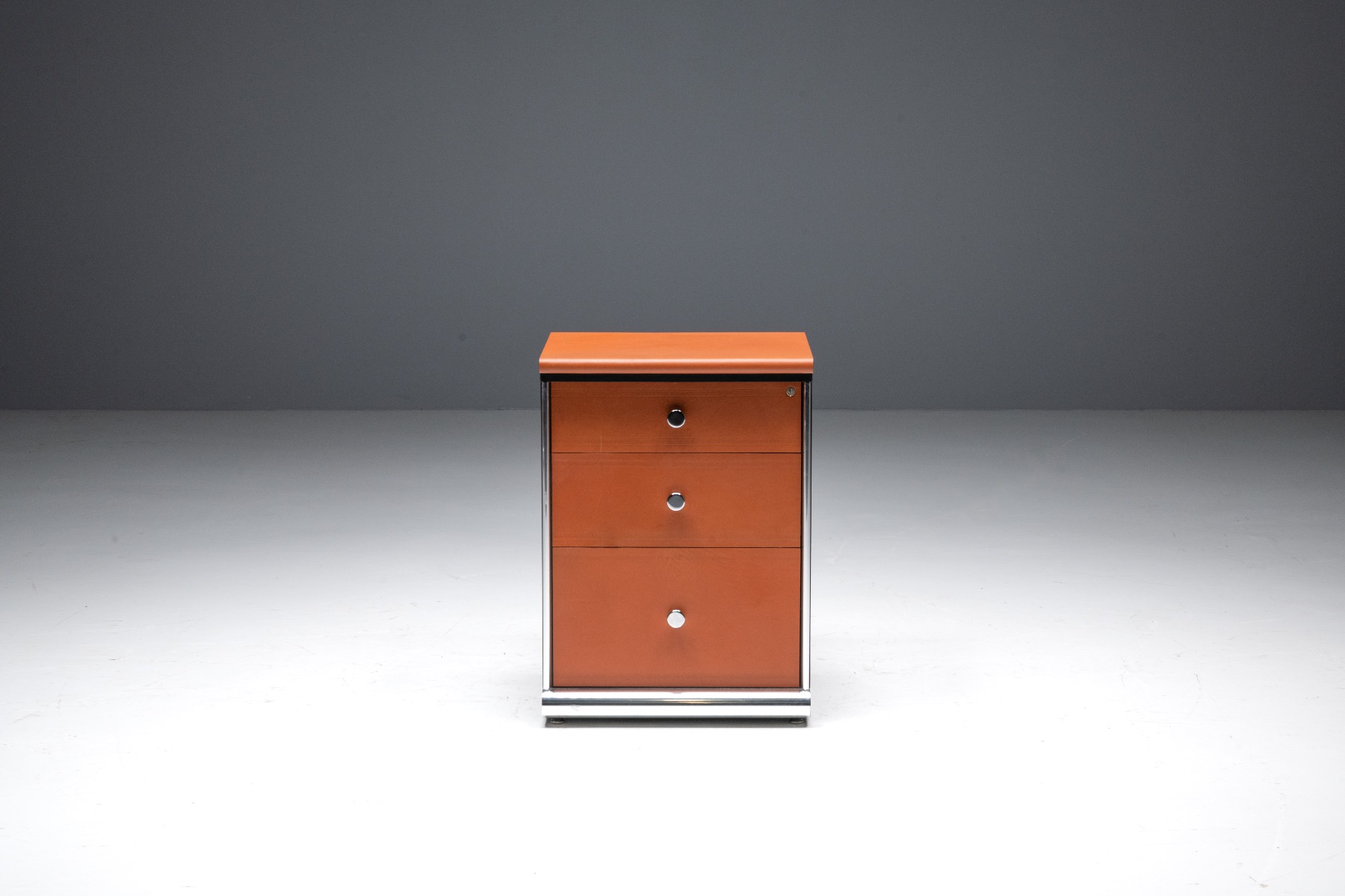 Cognac Leather Sideboard by Guido Faleschini for Mariani - 1970s