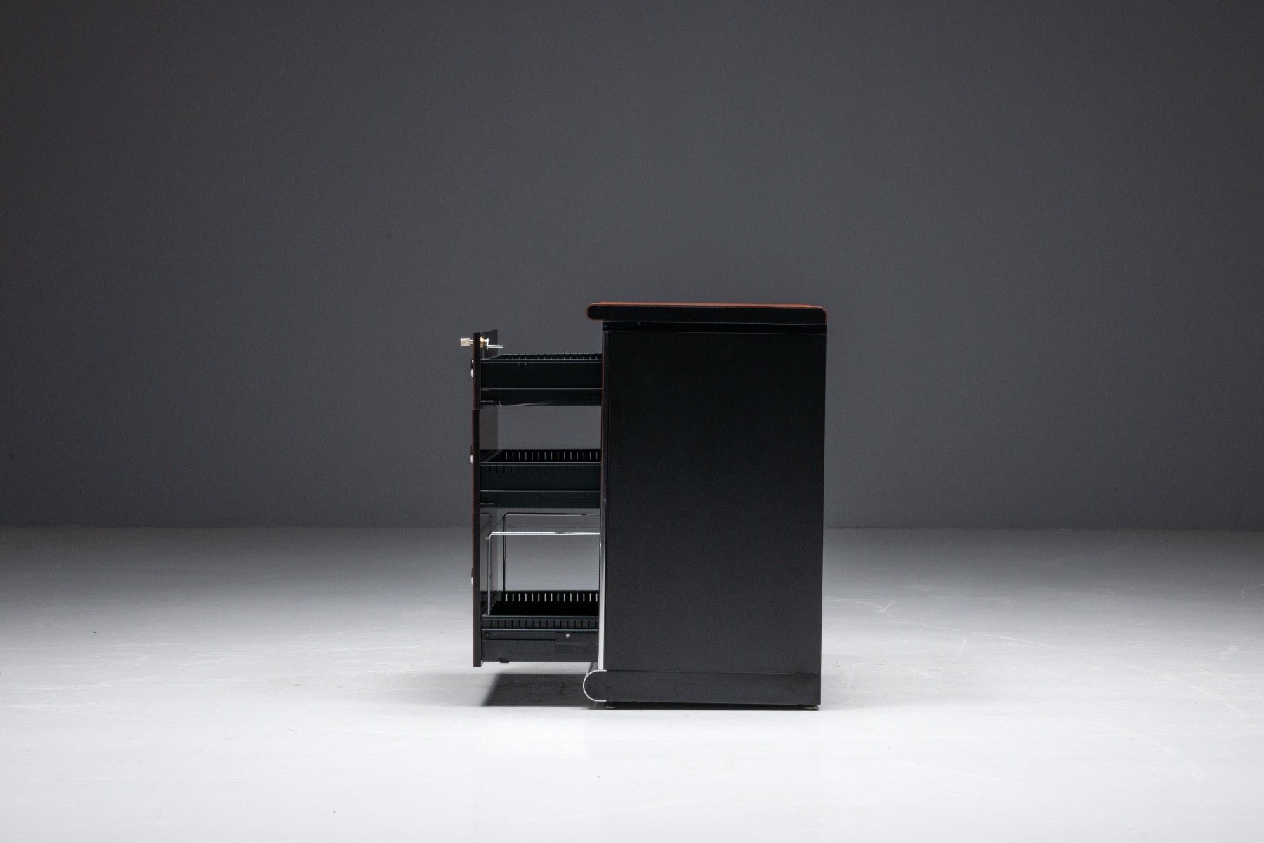 Cognac Leather Sideboard by Guido Faleschini for Mariani - 1970s
