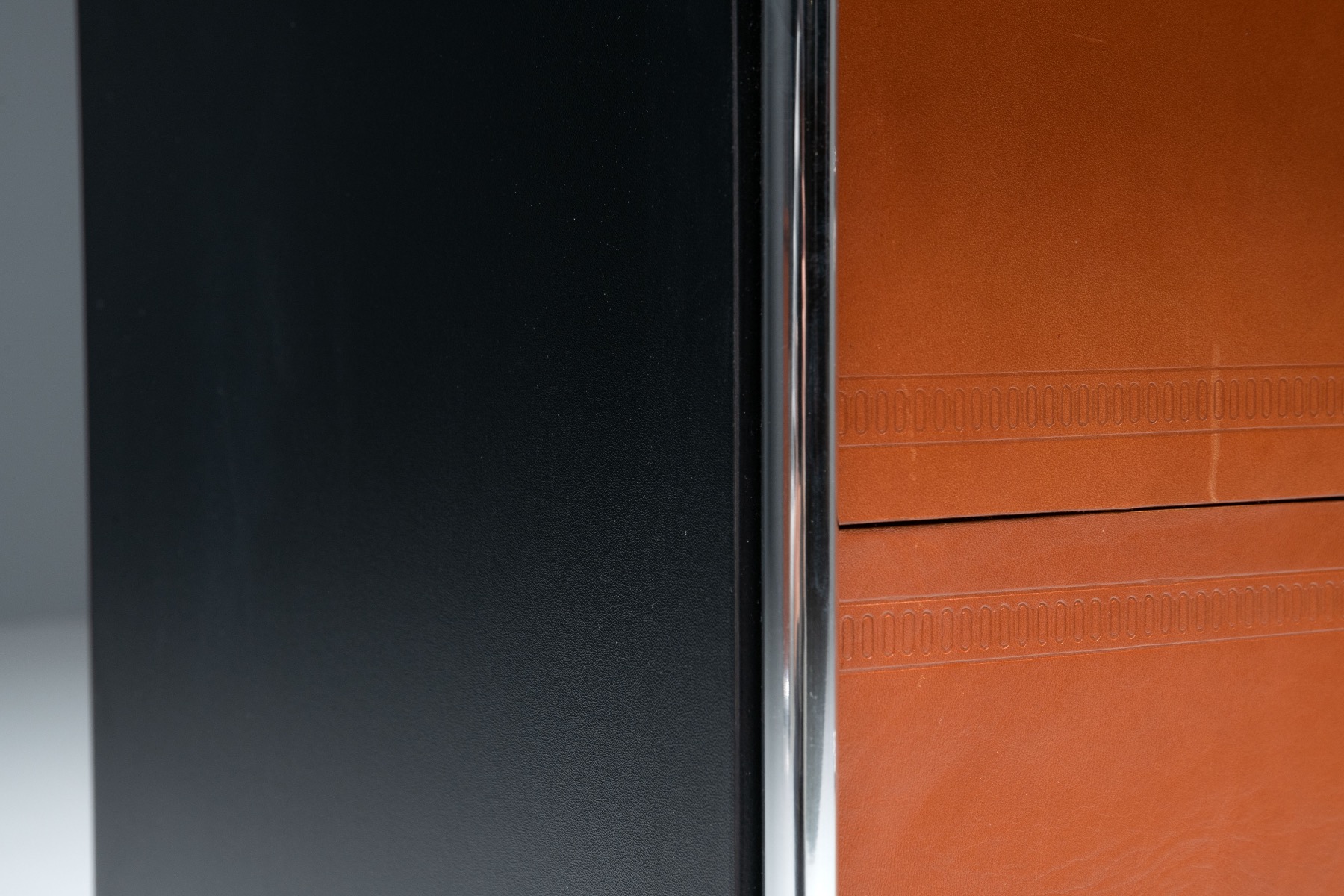 Cognac Leather Sideboard by Guido Faleschini for Mariani - 1970s