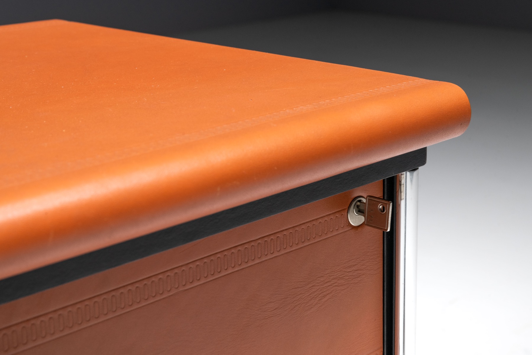 Cognac Leather Sideboard by Guido Faleschini for Mariani - 1970s
