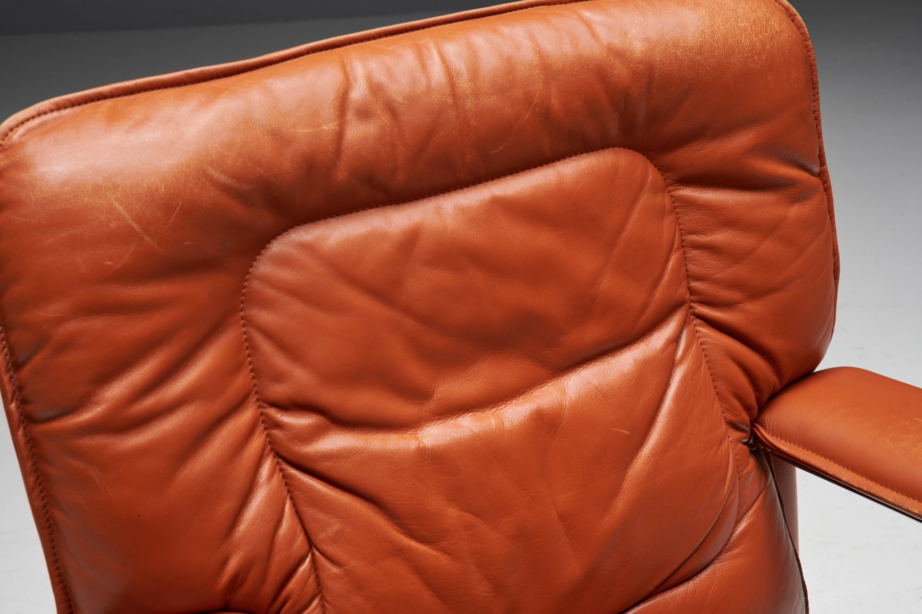 Cognac Leather Office Chair by Guido Faleschini for Mariani - 1970s
