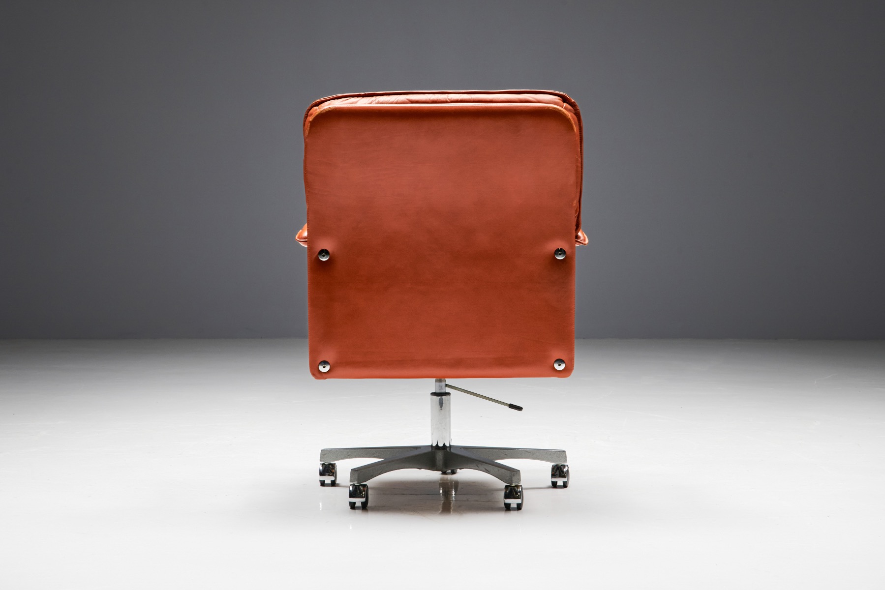 Cognac Leather Office Chair by Guido Faleschini for Mariani - 1970s