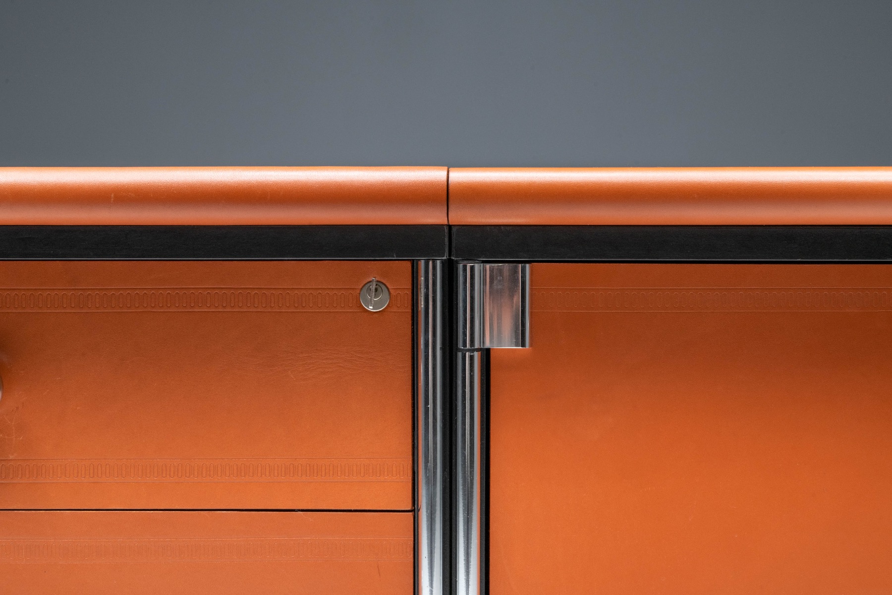 Cognac Leather Sideboard by Guido Faleschini for Mariani - 1970s