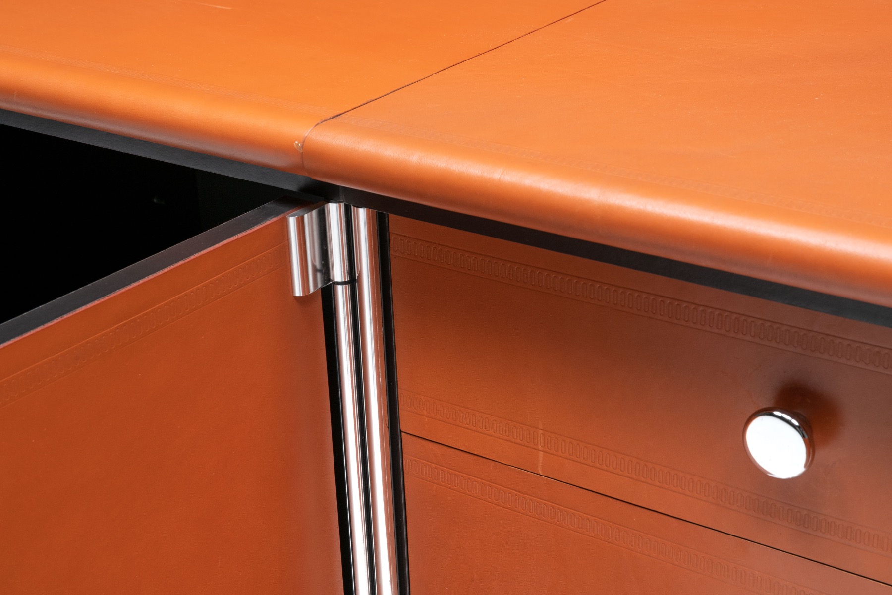 Cognac Leather Sideboard by Guido Faleschini for Mariani - 1970s