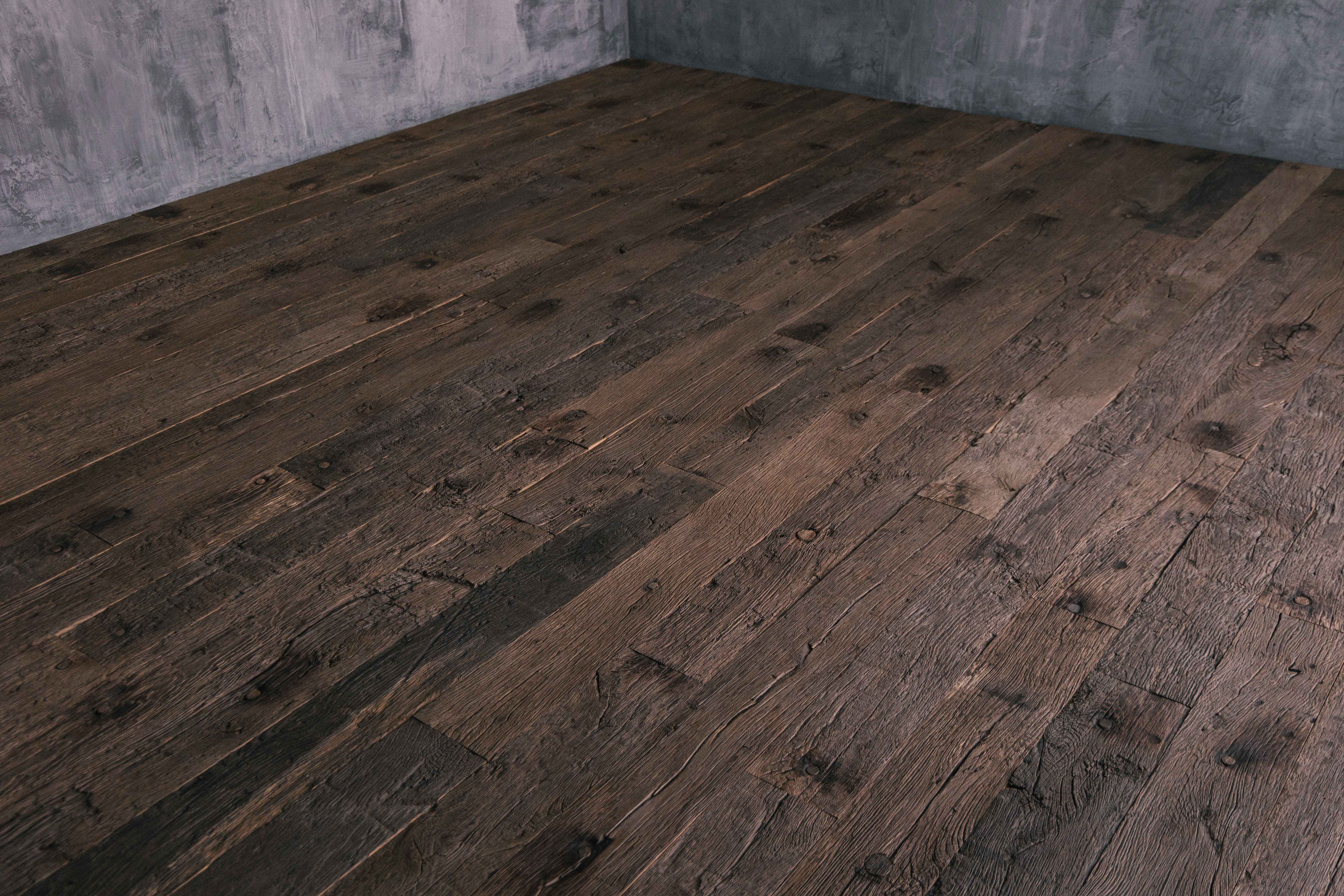 Solid Oak Flooring with Authentic Patina - 20th Century