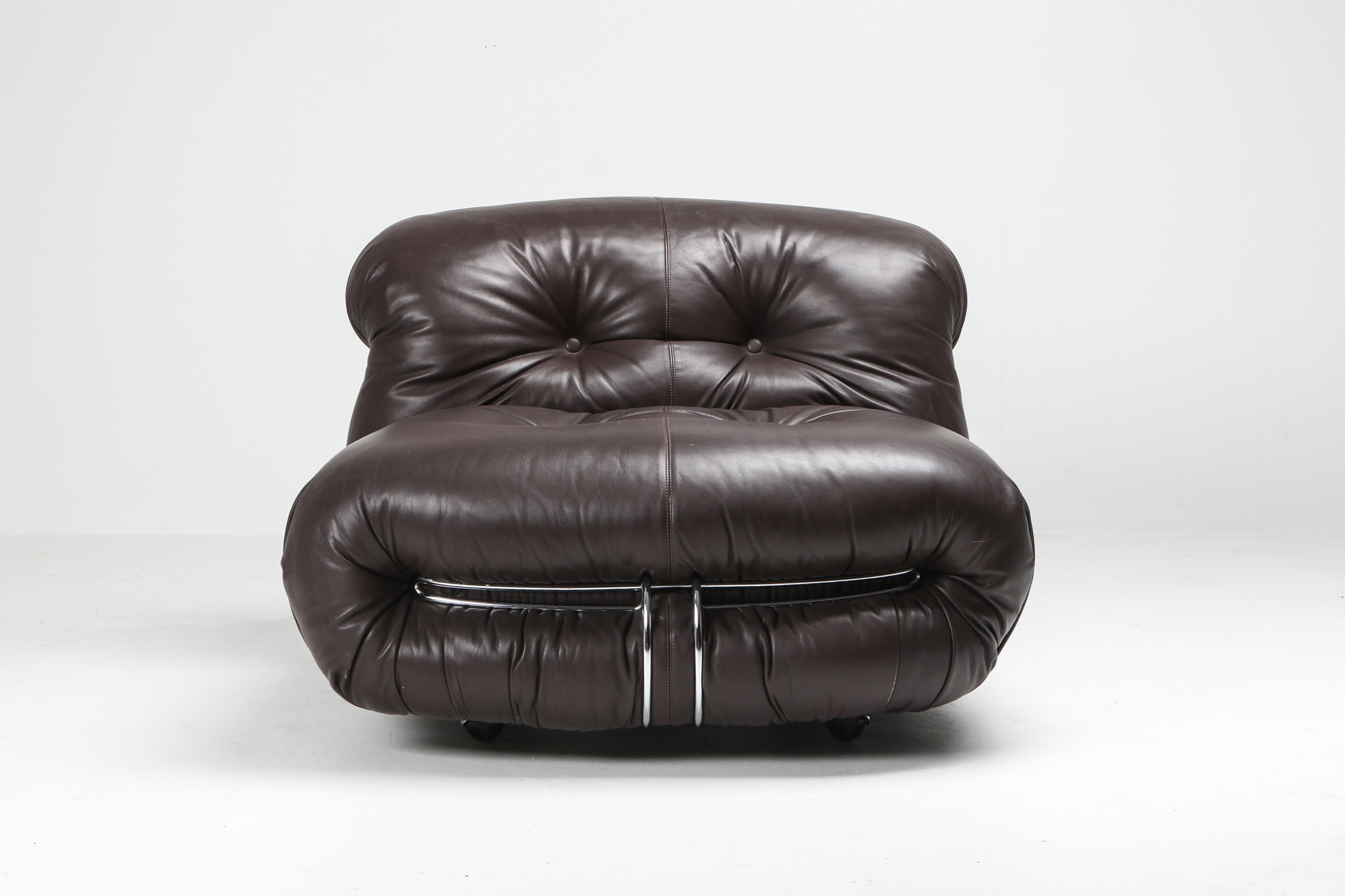 Soriana Lounge Chair in Dark Brown Leather by Afra & Tobia Scarpa - 1969