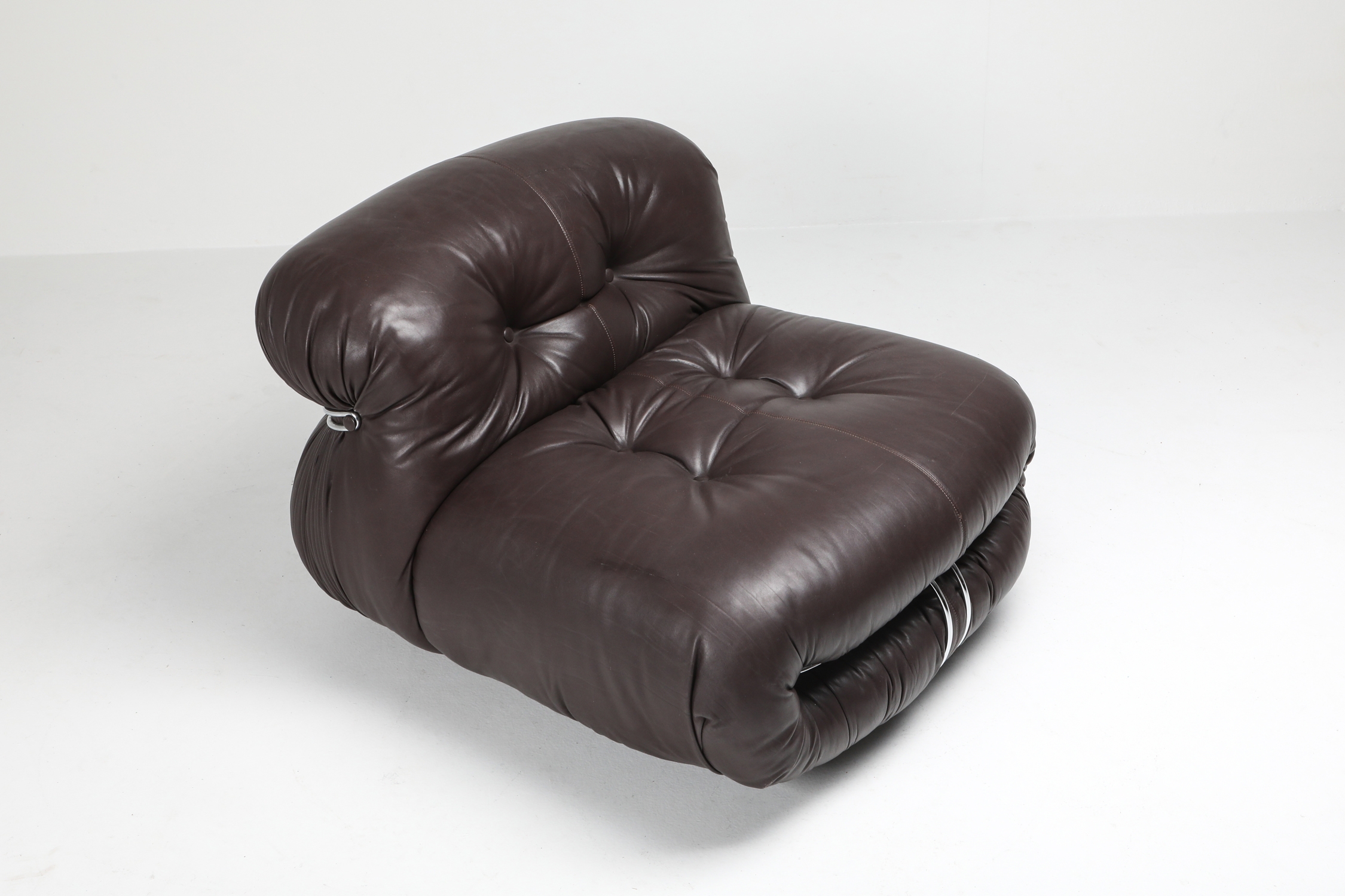 Soriana Lounge Chair in Dark Brown Leather by Afra & Tobia Scarpa - 1969