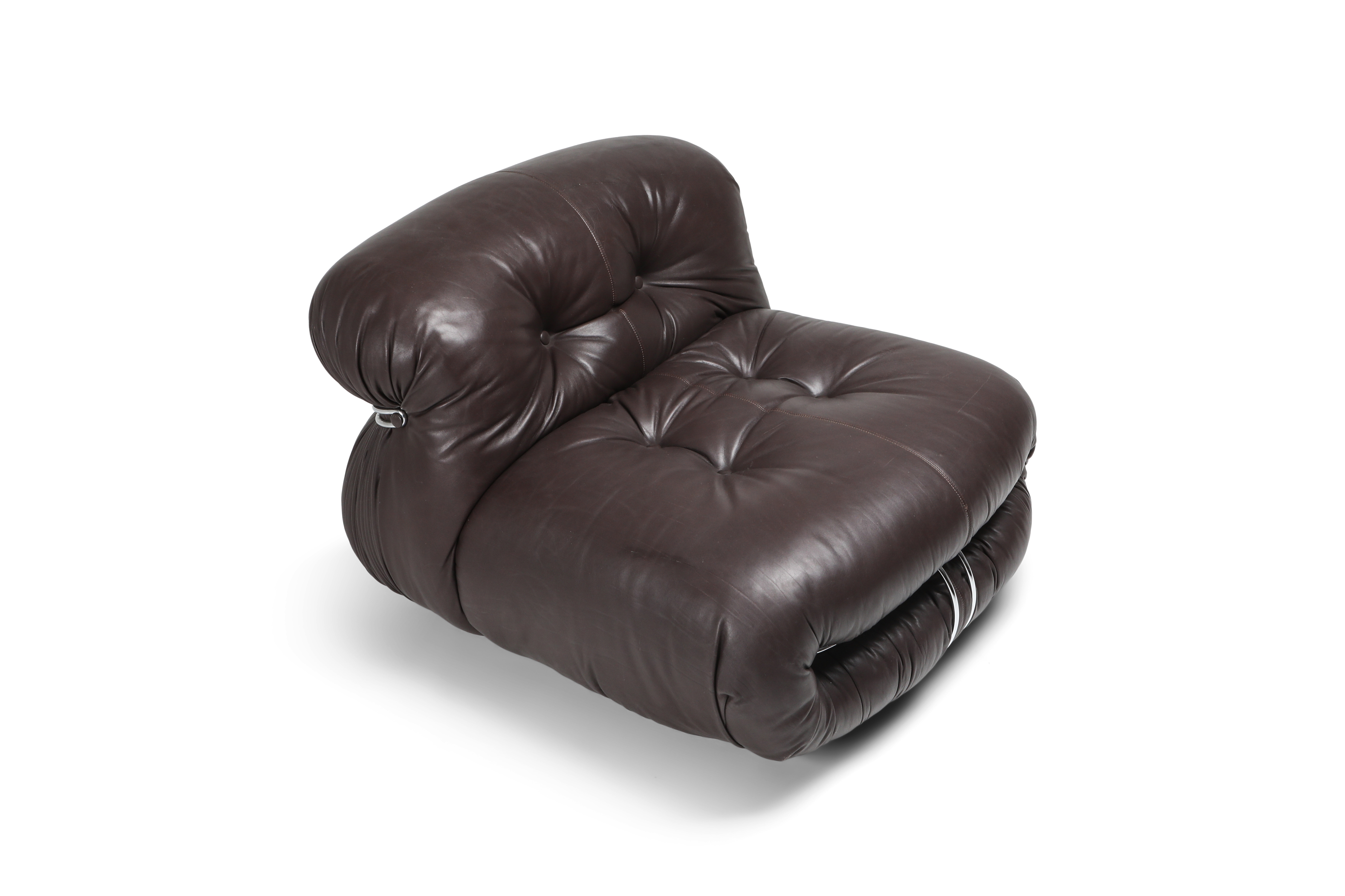 Soriana Lounge Chair in Dark Brown Leather by Afra & Tobia Scarpa - 1969