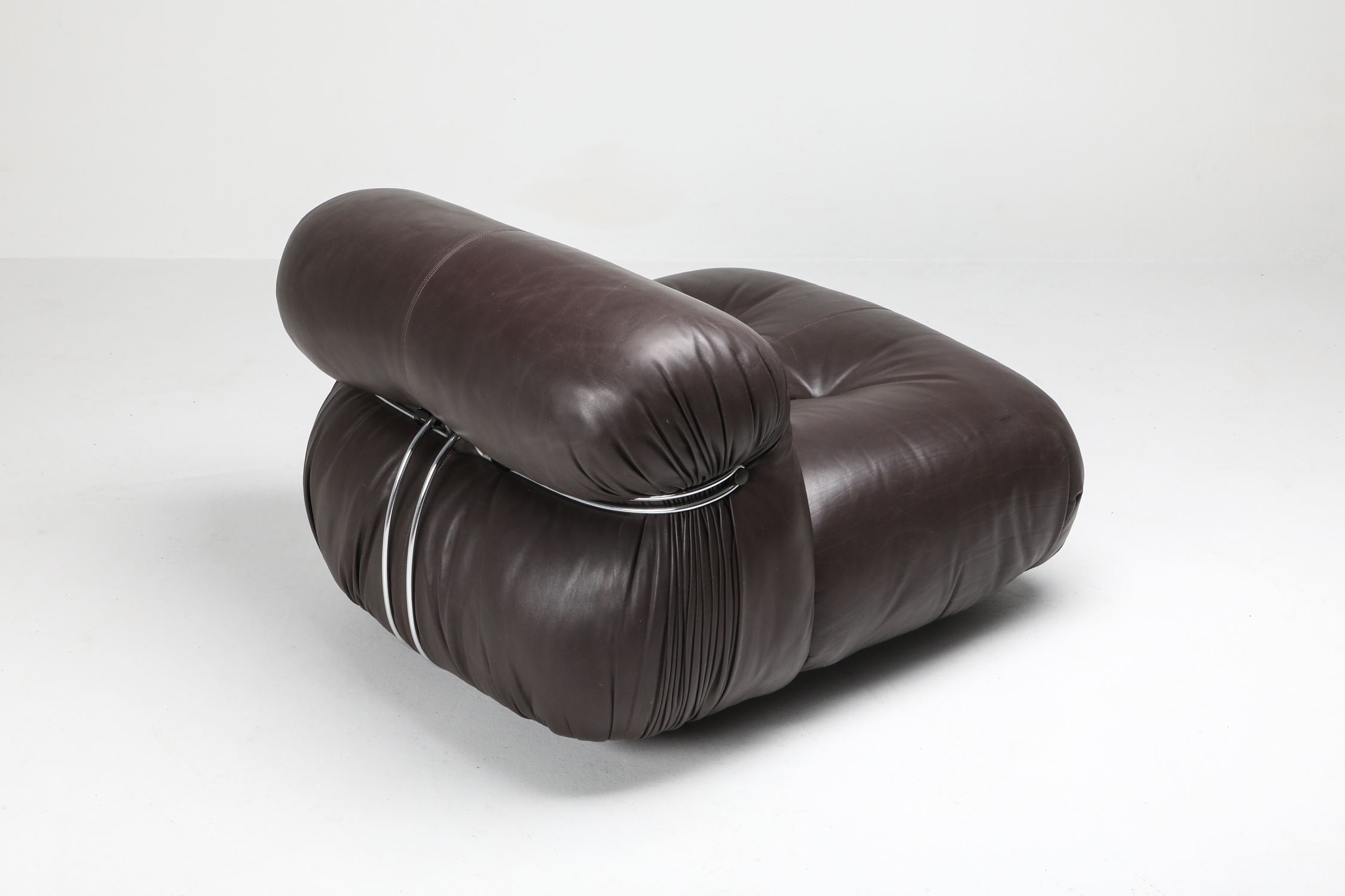 Soriana Lounge Chair in Dark Brown Leather by Afra & Tobia Scarpa - 1969
