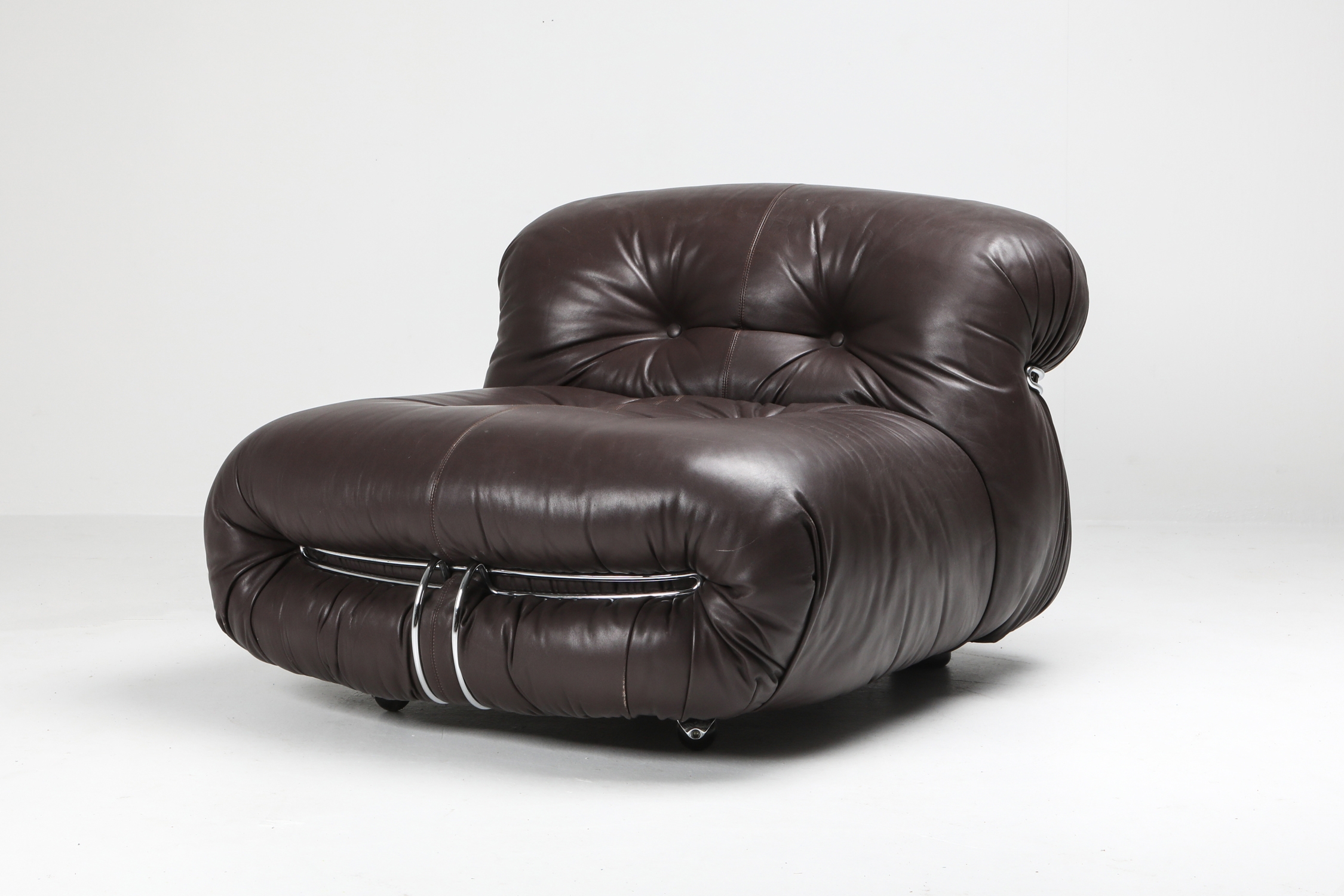 Soriana Lounge Chair in Dark Brown Leather by Afra & Tobia Scarpa - 1969