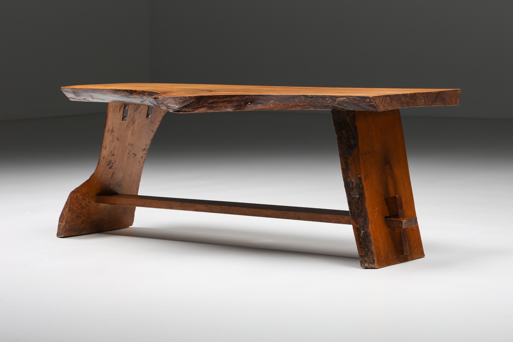 Special Shaped Burl Wabi-Sabi Bench - 1950's