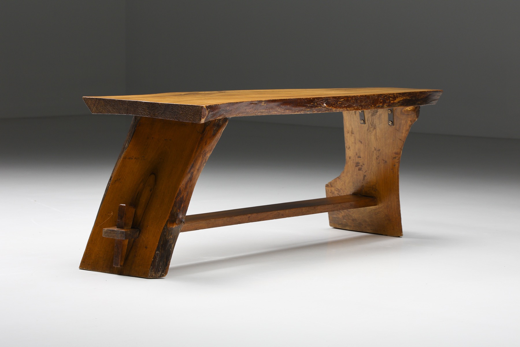 Special Shaped Burl Wabi-Sabi Bench - 1950's
