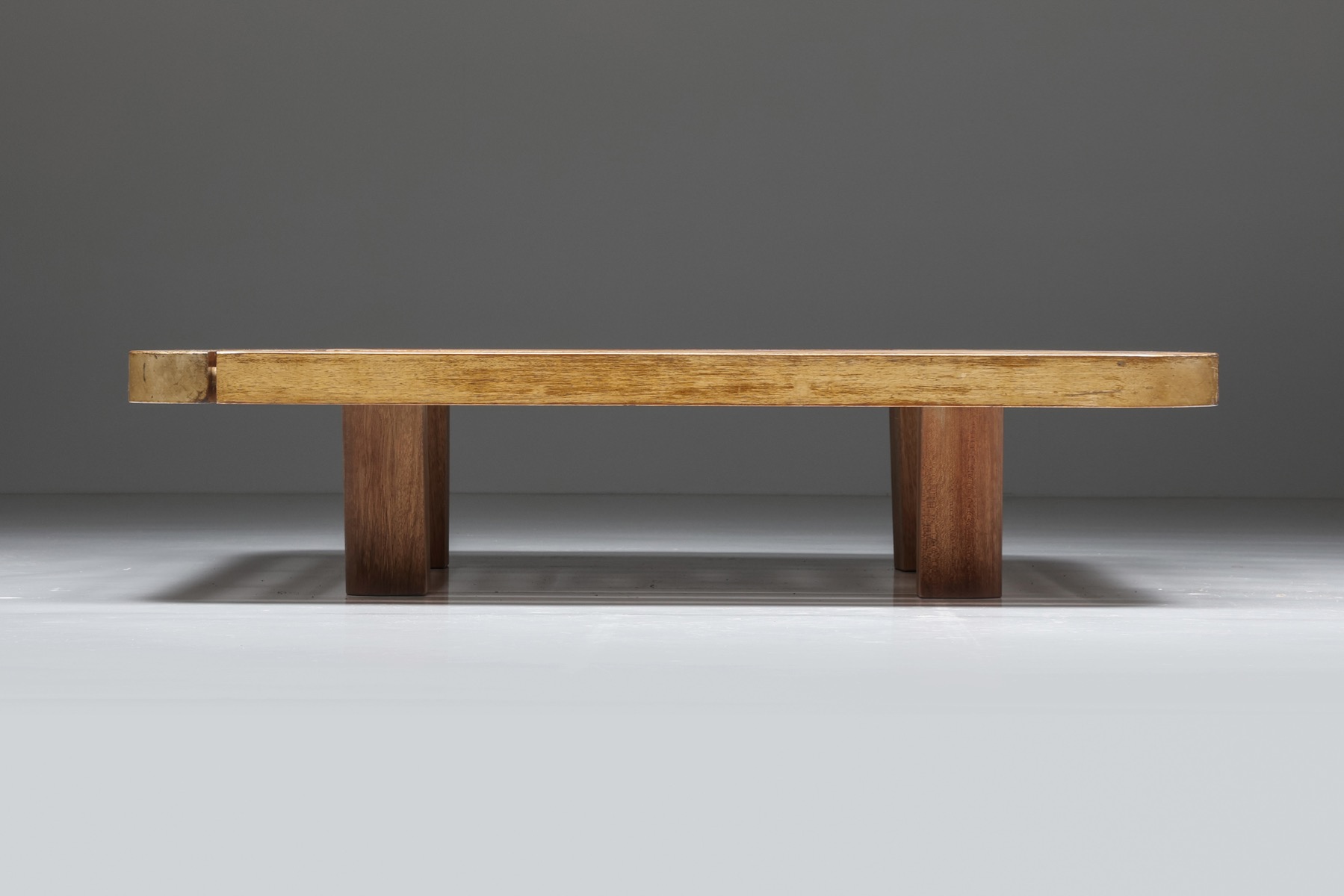 Rustic Square Wooden Coffee Table - 1960's