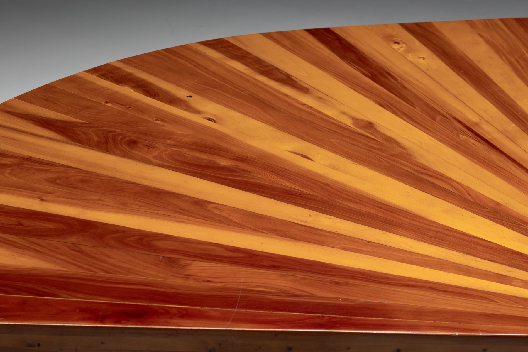 Sunburst Marquetry Corner Table, France - 1980s