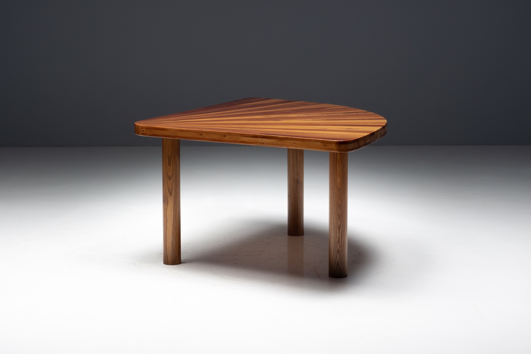 Sunburst Marquetry Corner Table, France - 1980s