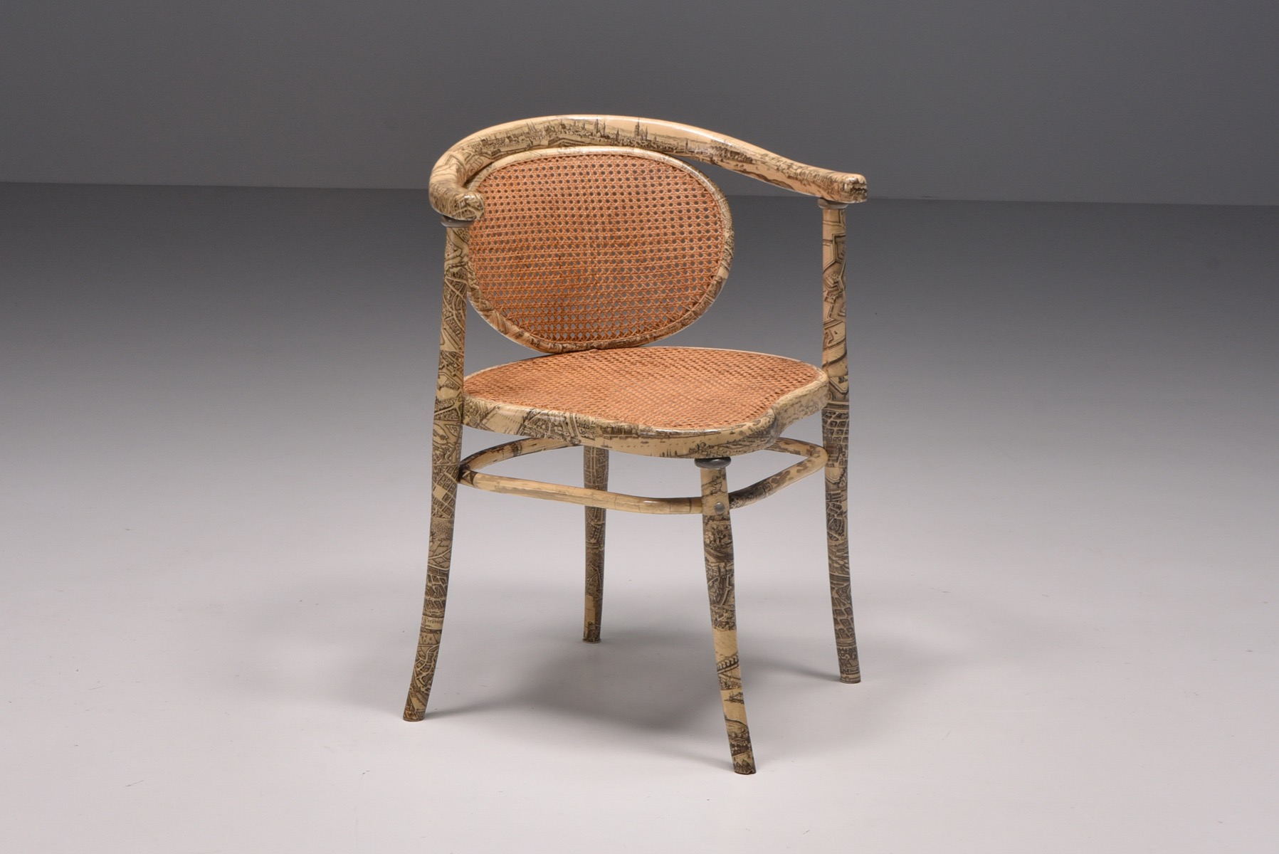 Thonet Chair with Fornasetti Style Print - 1905
