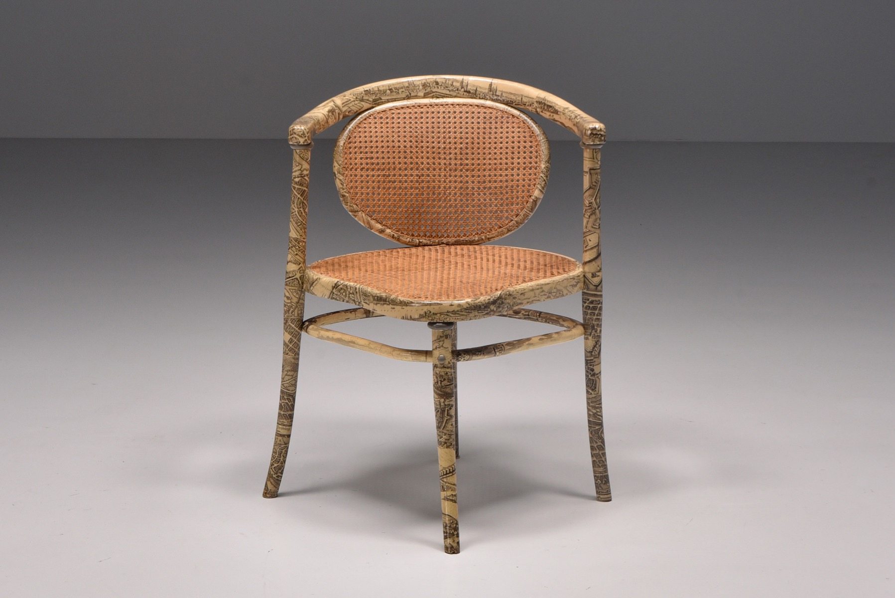 Thonet Chair with Fornasetti Style Print - 1905