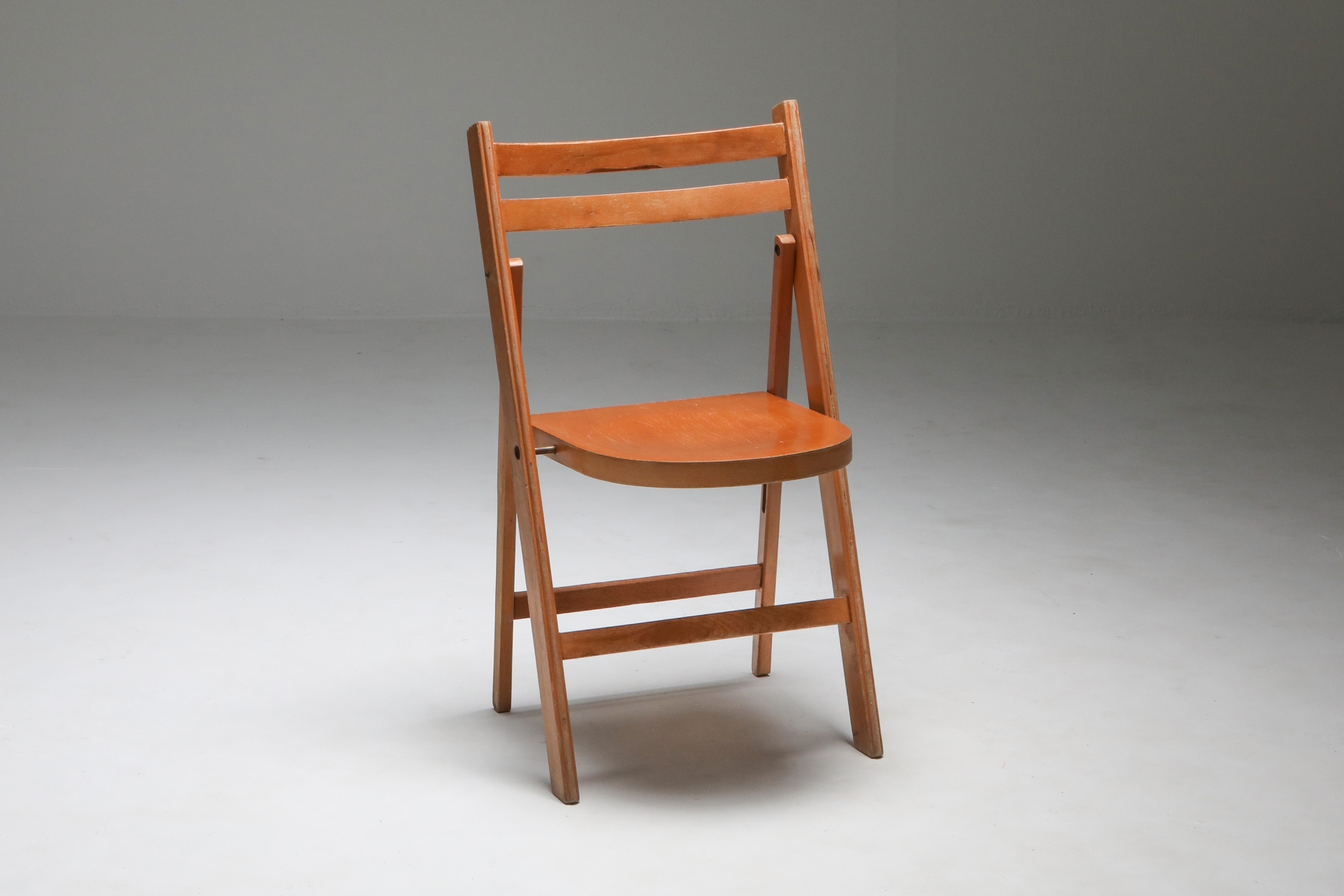 Mid-Century Modern Vintage Wooden Stackable Folding Chairs - 1950s